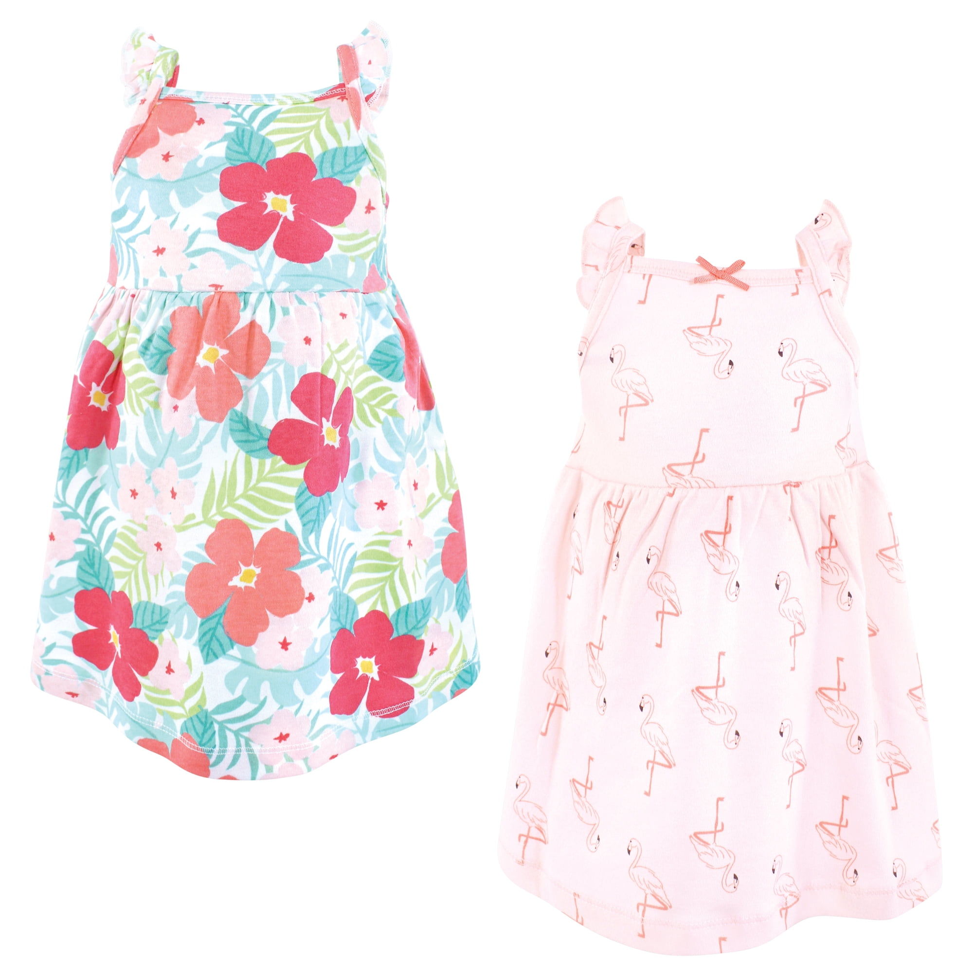Luvable Friends Hudson Baby Dresses 2pk, Exotic Flamingo, 5T