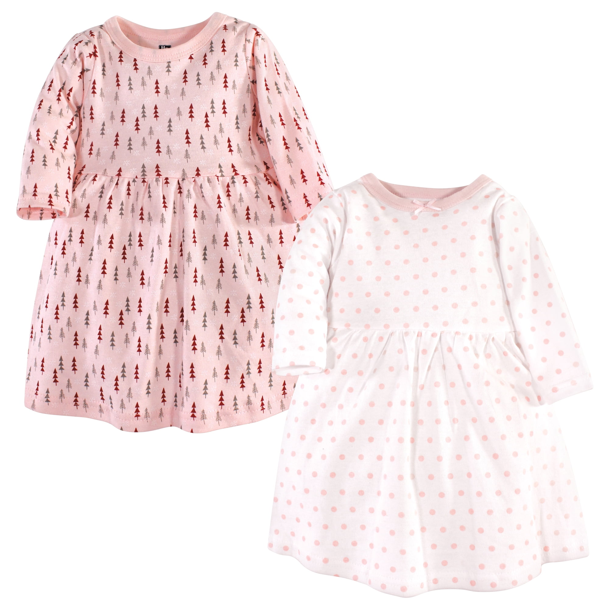Luvable Friends Hudson Baby Dresses 2pk, Frosted Woodland, 9-12M