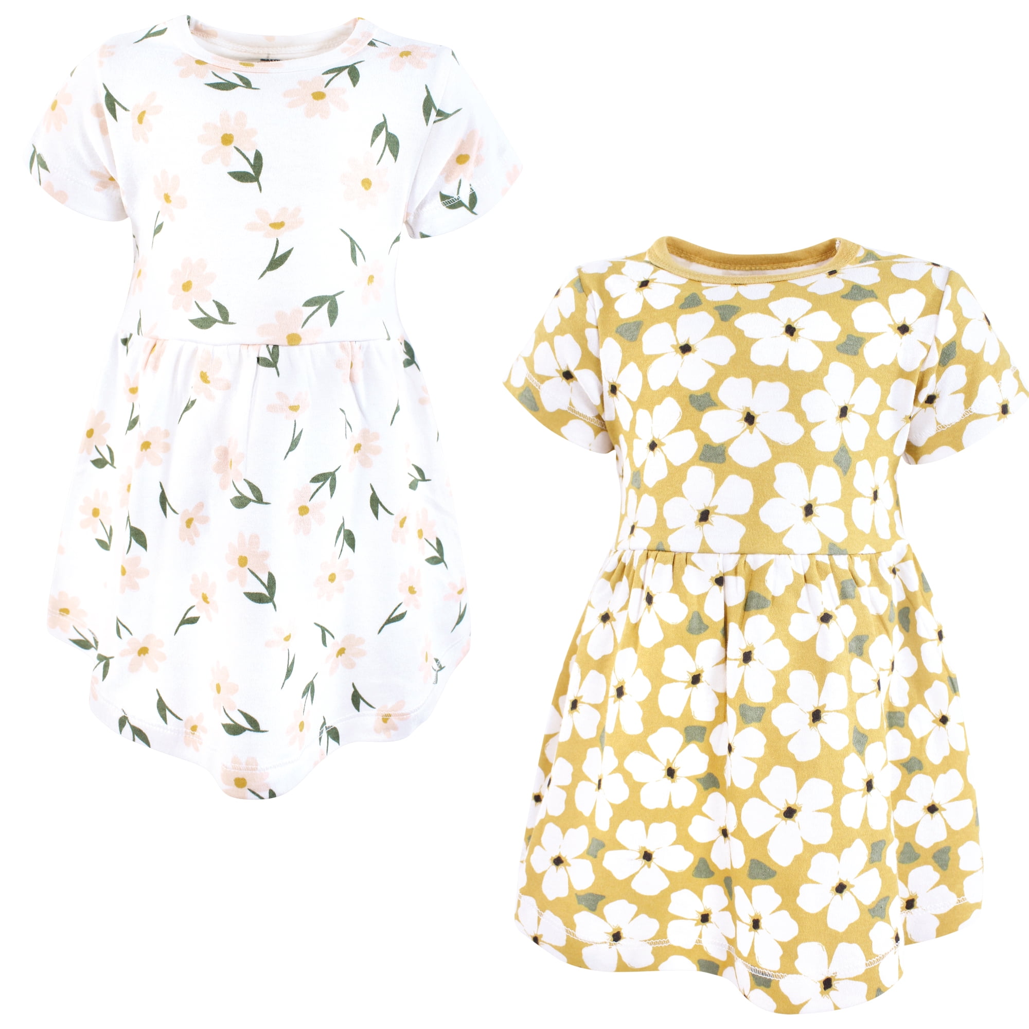 Luvable Friends Hudson Baby Dresses 2pk, Golden Bloom, 12-18M