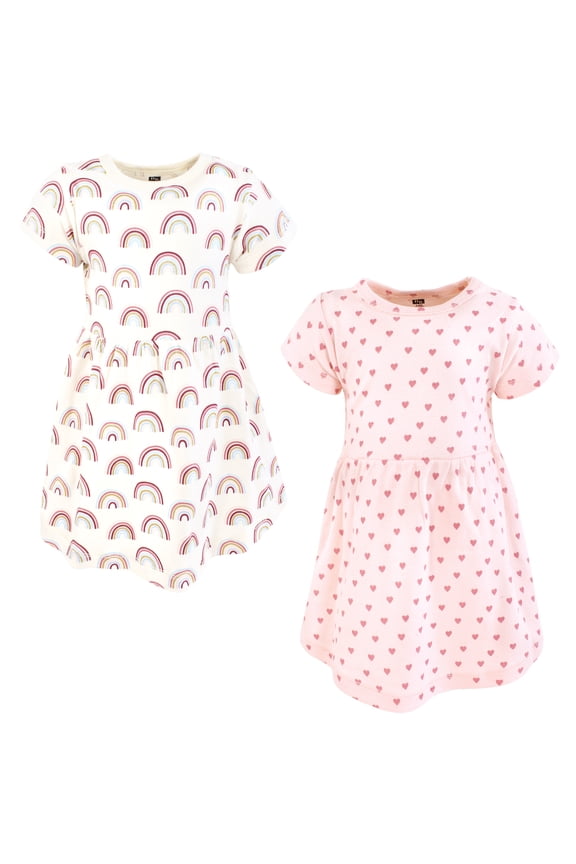 Hudson Baby Dresses 2pk, Pastel Rainbow, 0-3M