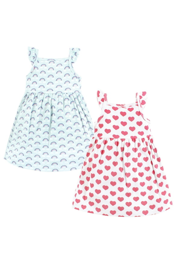 Hudson Baby Dresses 2pk, Pastel Rainbow, 0-3M