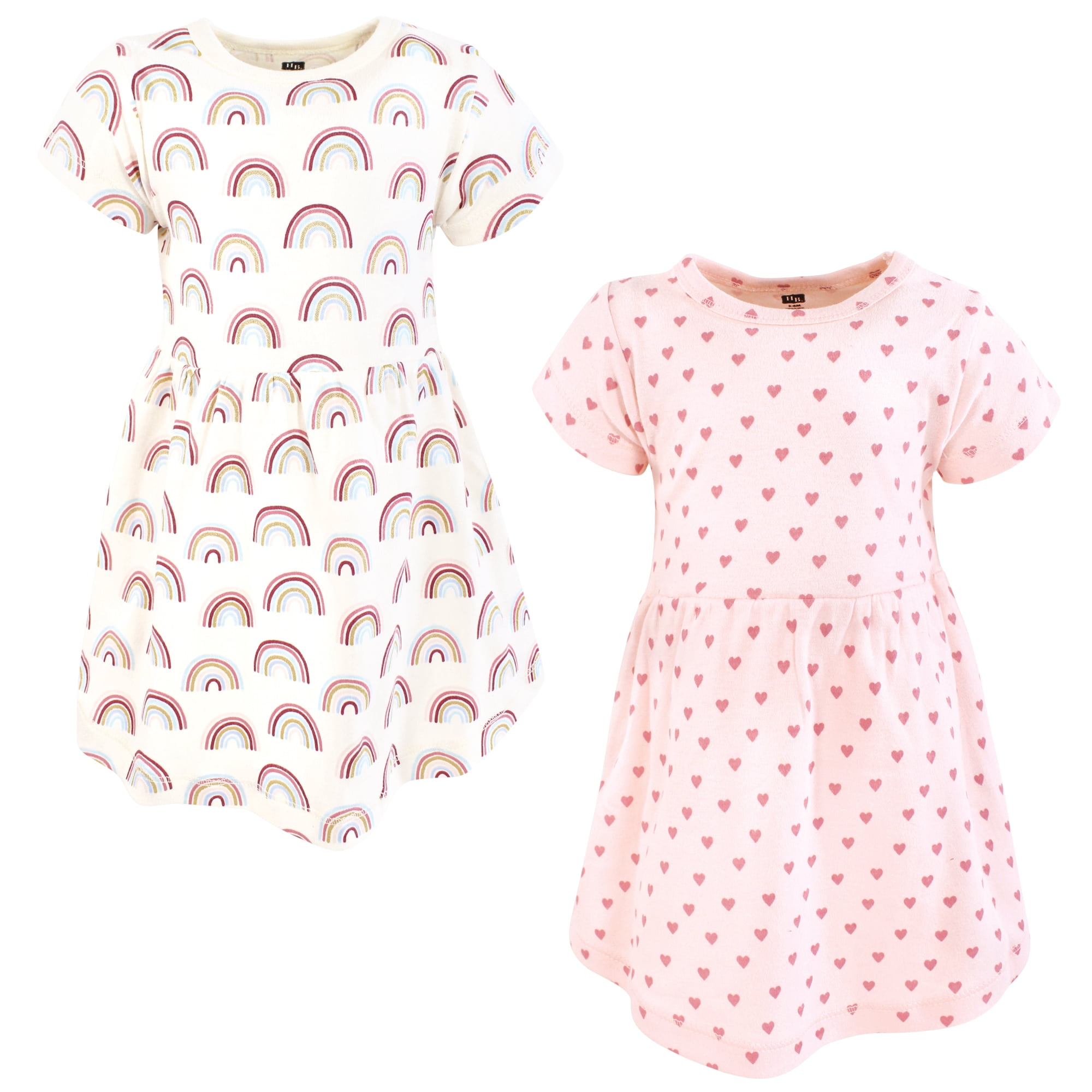 Luvable Friends Hudson Baby Dresses 2pk, Pastel Rainbow, 2T