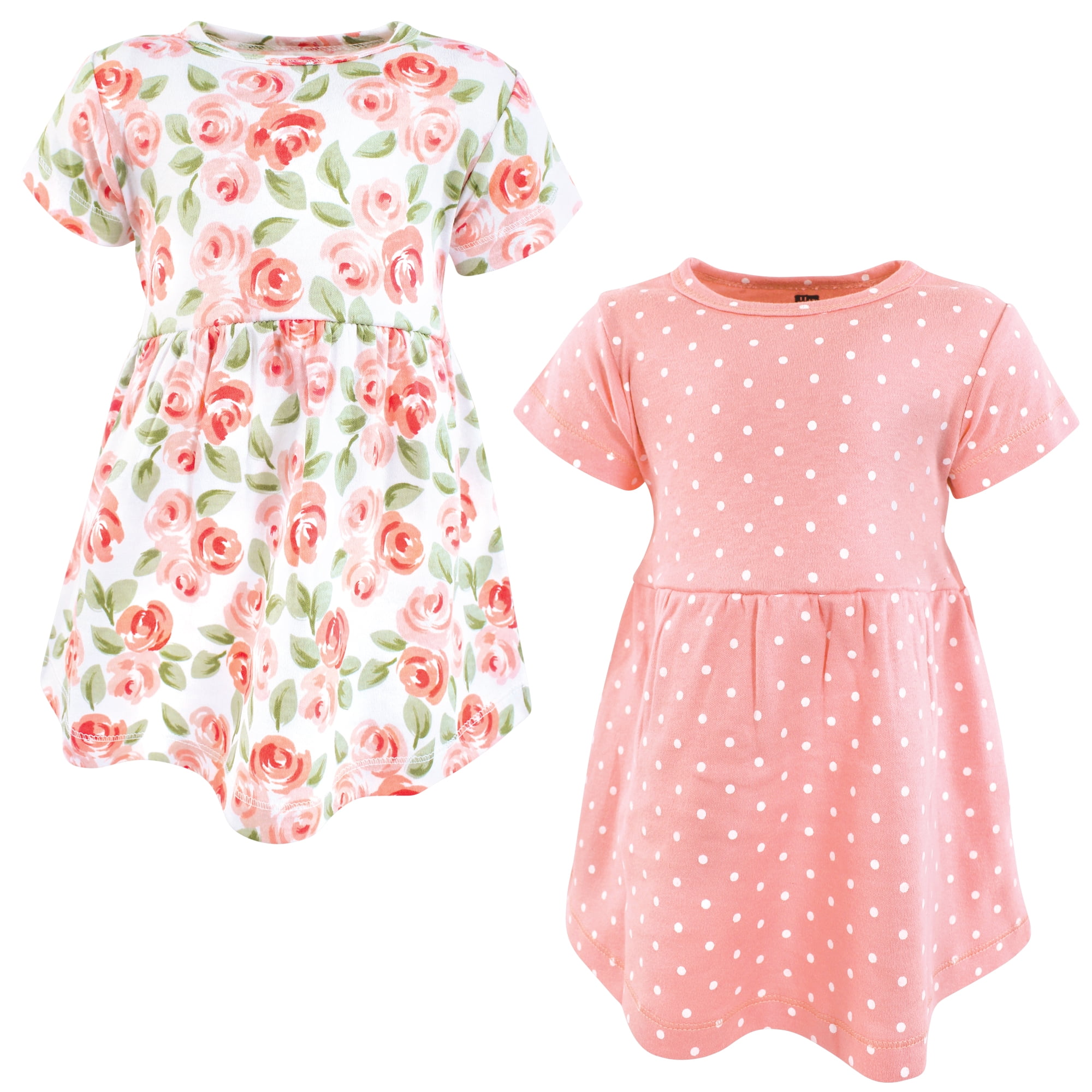 Luvable Friends Hudson Baby Dresses 2pk, Petal Pink Pattern, 18-24M