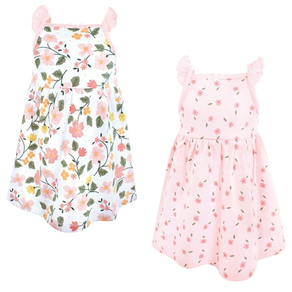Luvable Friends Hudson Baby Dresses 2pk, Pink Blossom Floral, 0-3M