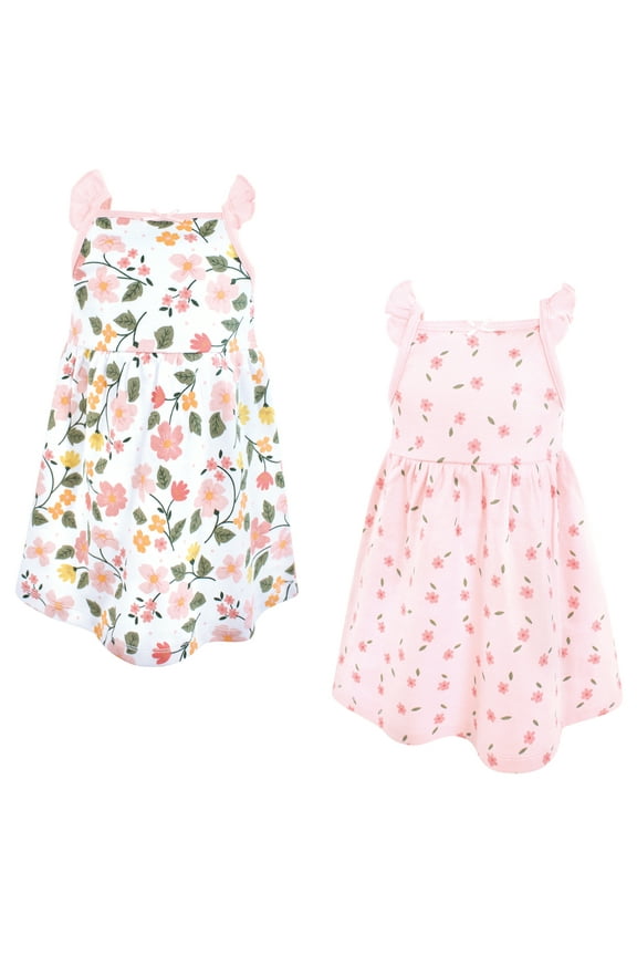 Hudson Baby Dresses 2pk, Pink Blossom Floral, 0-3M