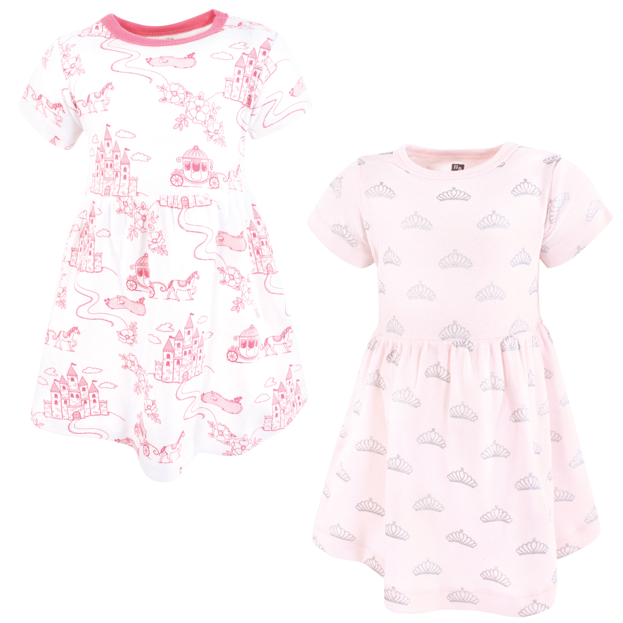 Luvable Friends Hudson Set 2 Vestitini A Maniche Lunghe Per Neonata – 100% Cotone Morbido, Stampe Carine