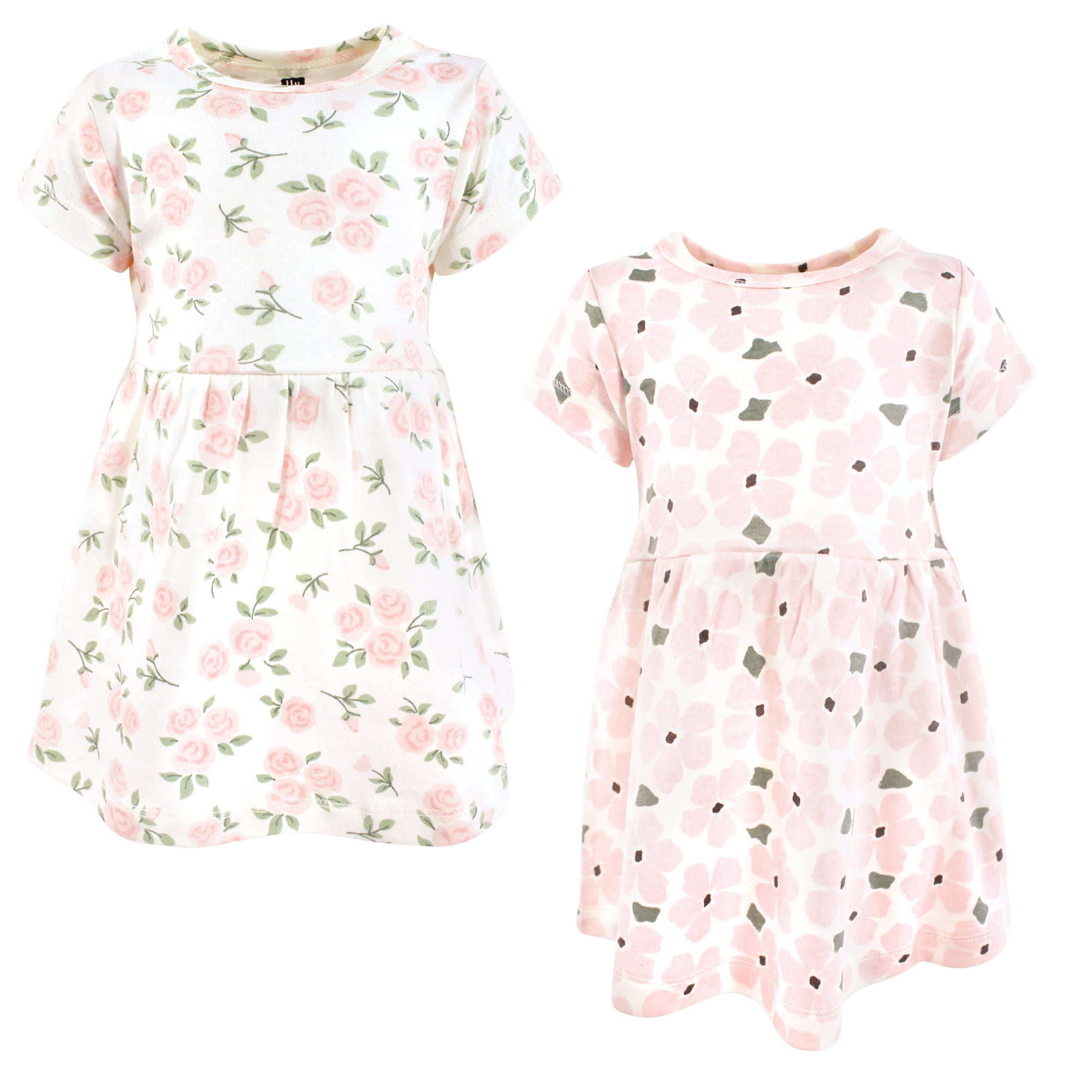 Luvable Friends Hudson Baby Dresses 2pk, Sage Rose Garden, 0-3M