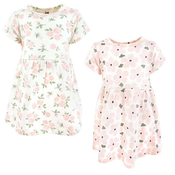 Luvable Friends Hudson Baby Dresses 2pk, Sage Rose Garden, 6-9M