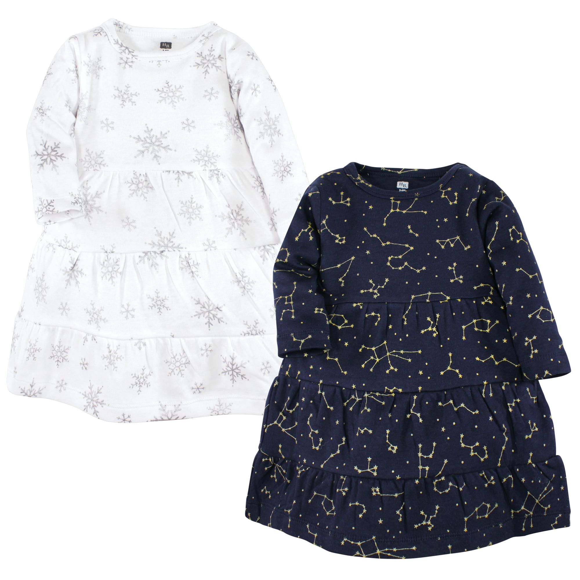 Luvable Friends Hudson Baby Dresses 2pk, Shimmering Winter Star, 12 Years