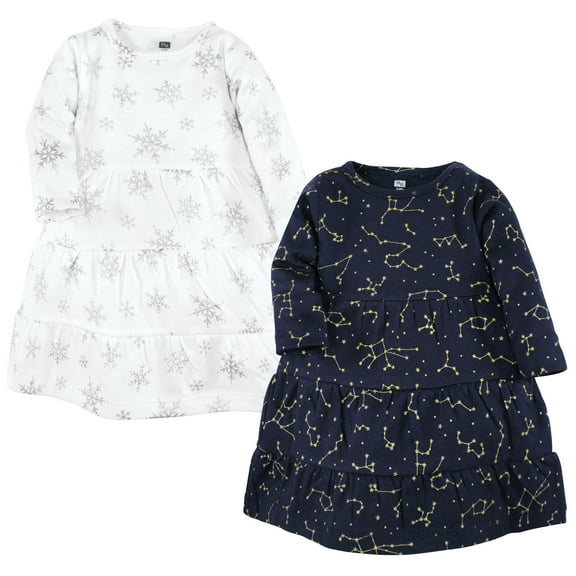 Luvable Friends Hudson Baby Dresses 2pk, Shimmering Winter Star, 3T