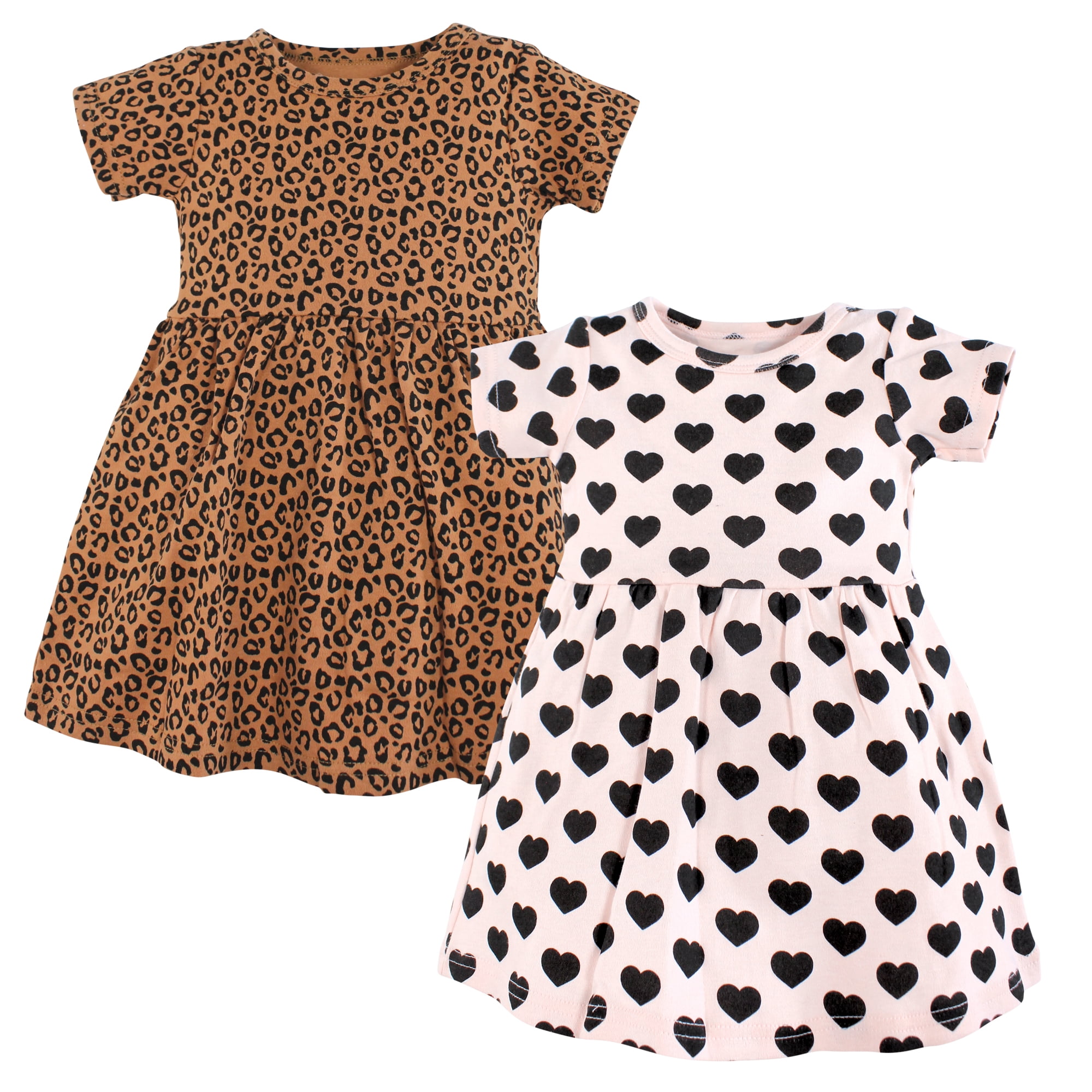 Luvable Friends Hudson Baby Dresses 2pk, Spotted Love Pink, 18-24M