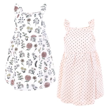 Luvable Friends Hudson Baby Dresses 2pk, Spring Bloom, 0-3M