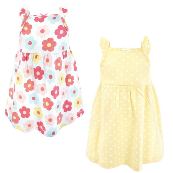 Luvable Friends Hudson Baby Dresses 2pk, Sunny Blossom, 0-3M