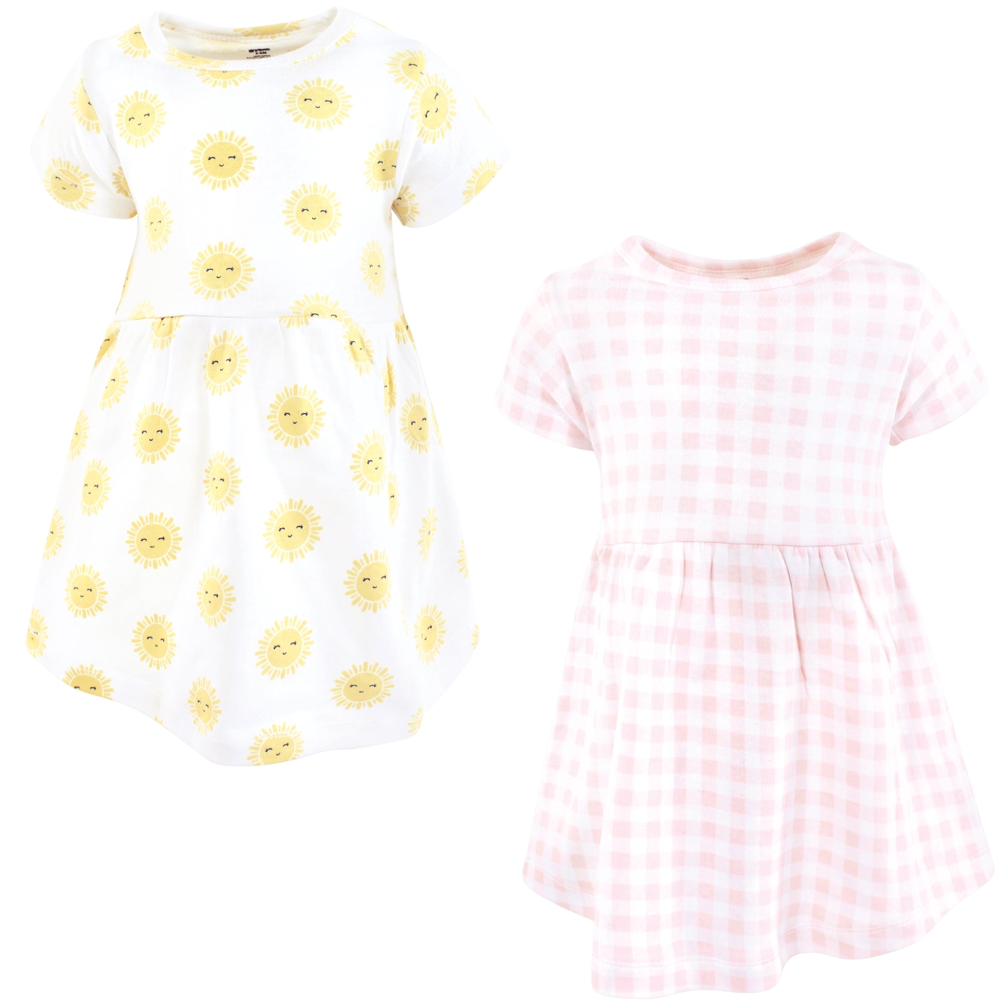 Luvable Friends Hudson Baby Dresses 2pk, Sunny Yellow, 6-9M