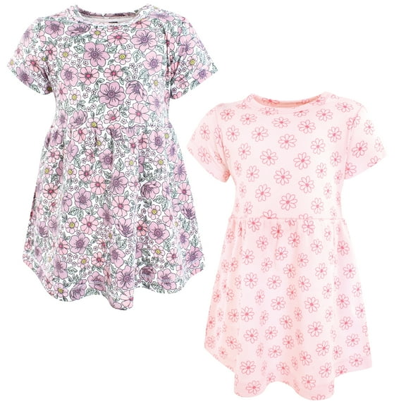Luvable Friends Hudson Baby Dresses 2pk, Violet Bloom Floral, 0-3M