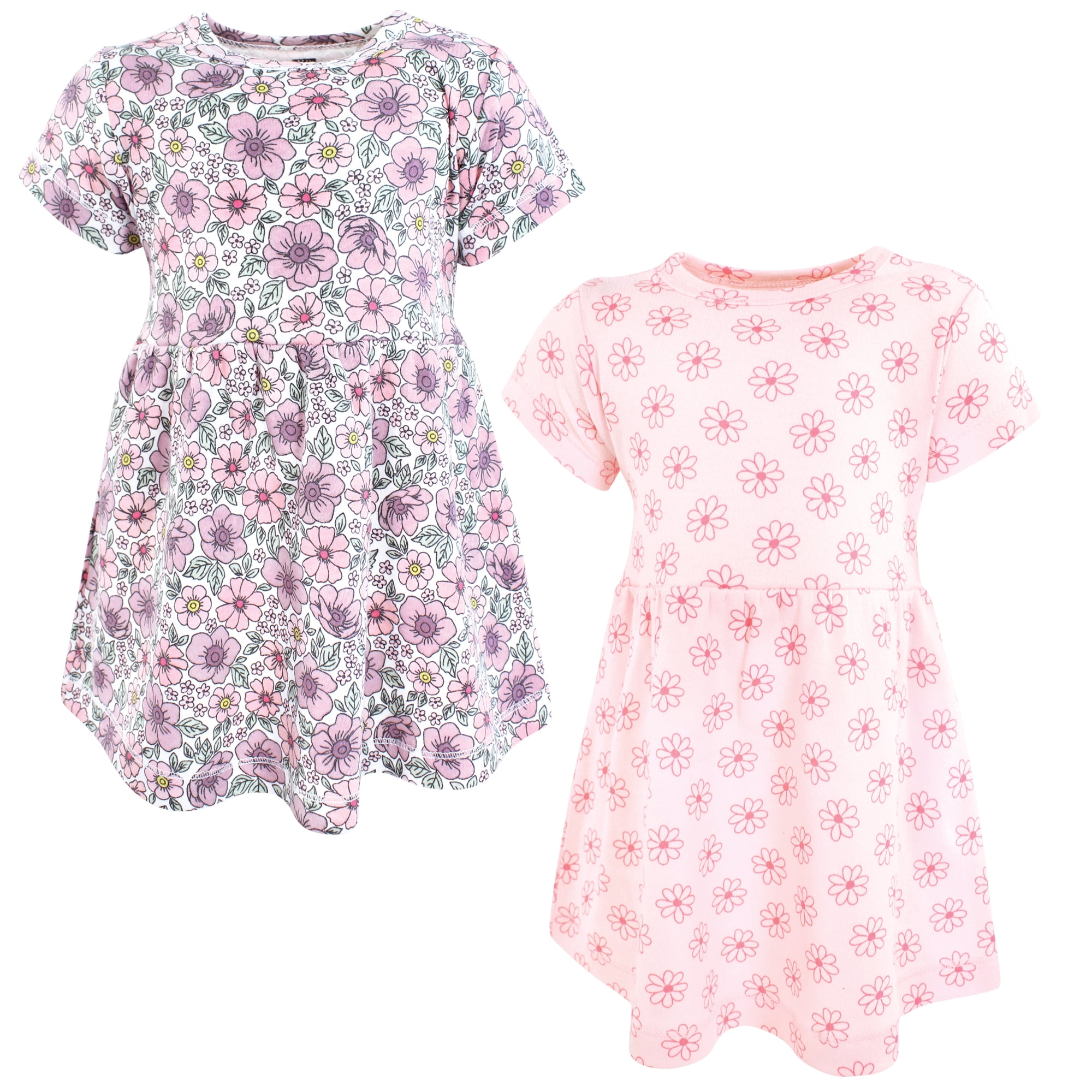 Luvable Friends Hudson Baby Dresses 2pk, Violet Bloom Floral, 2T