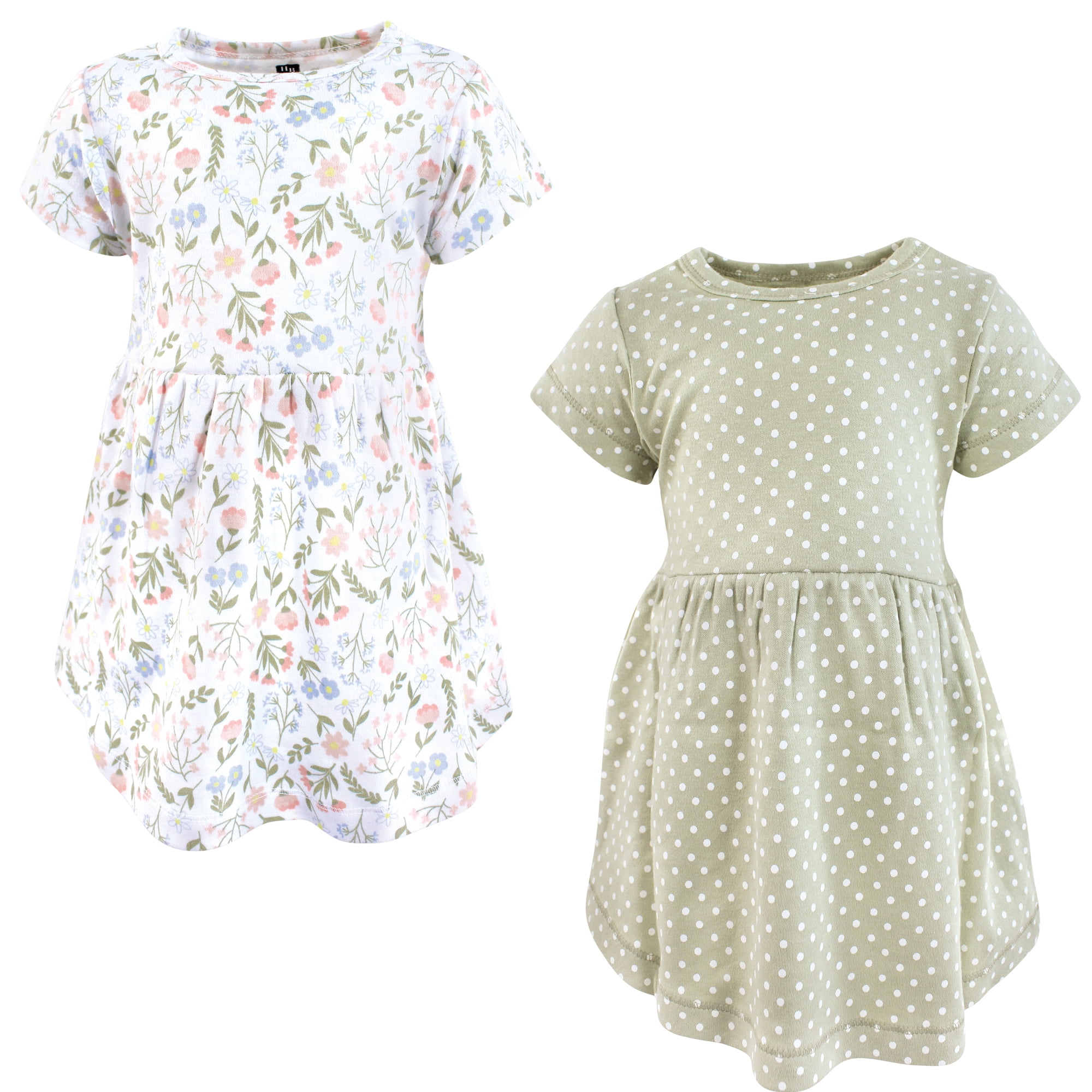 Luvable Friends Hudson Baby Dresses 2pk, Wildflower Blossoms, 12-18M