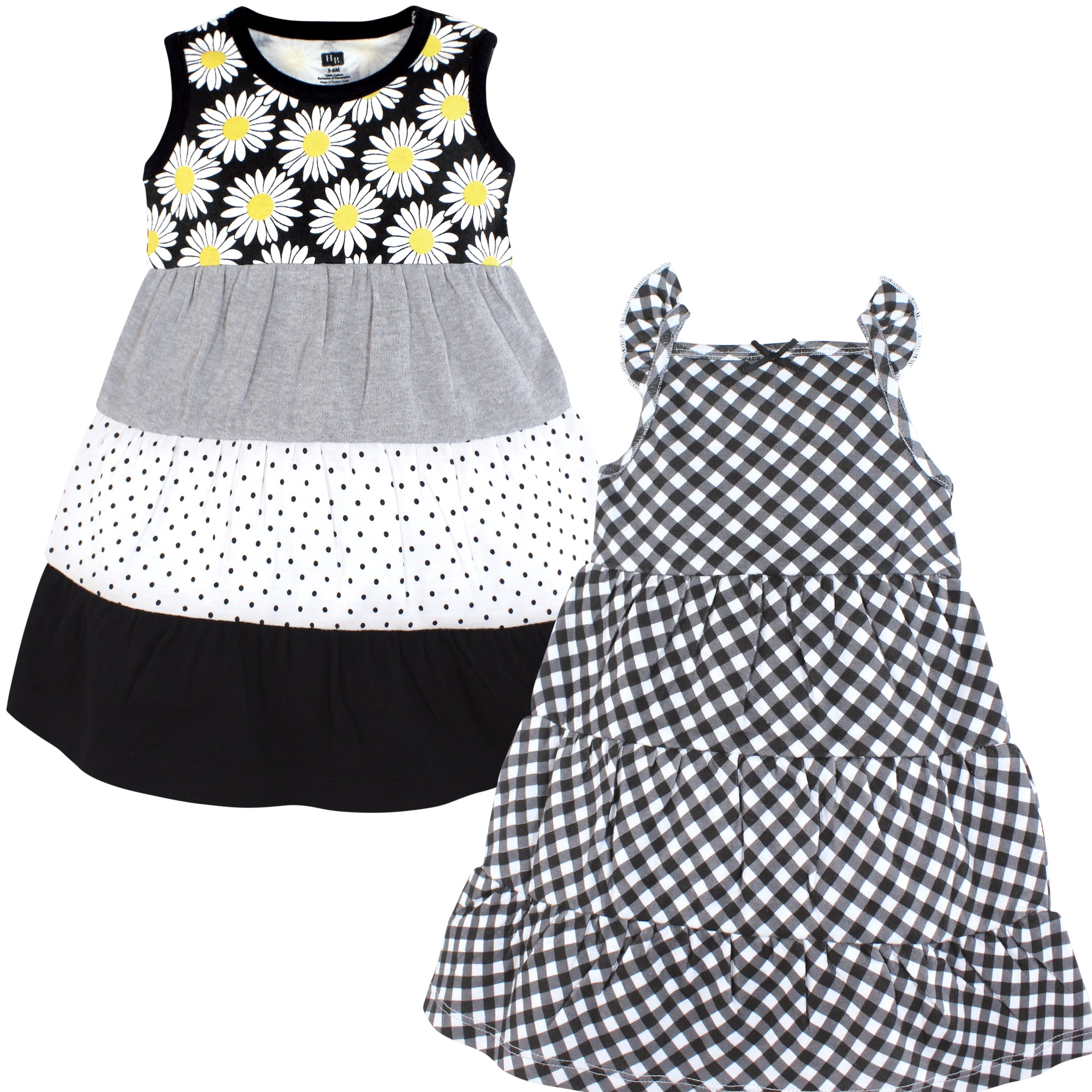 Luvable Friends Hudson Baby Dresses 2pk, Yellow Black Daisy, 12 Years