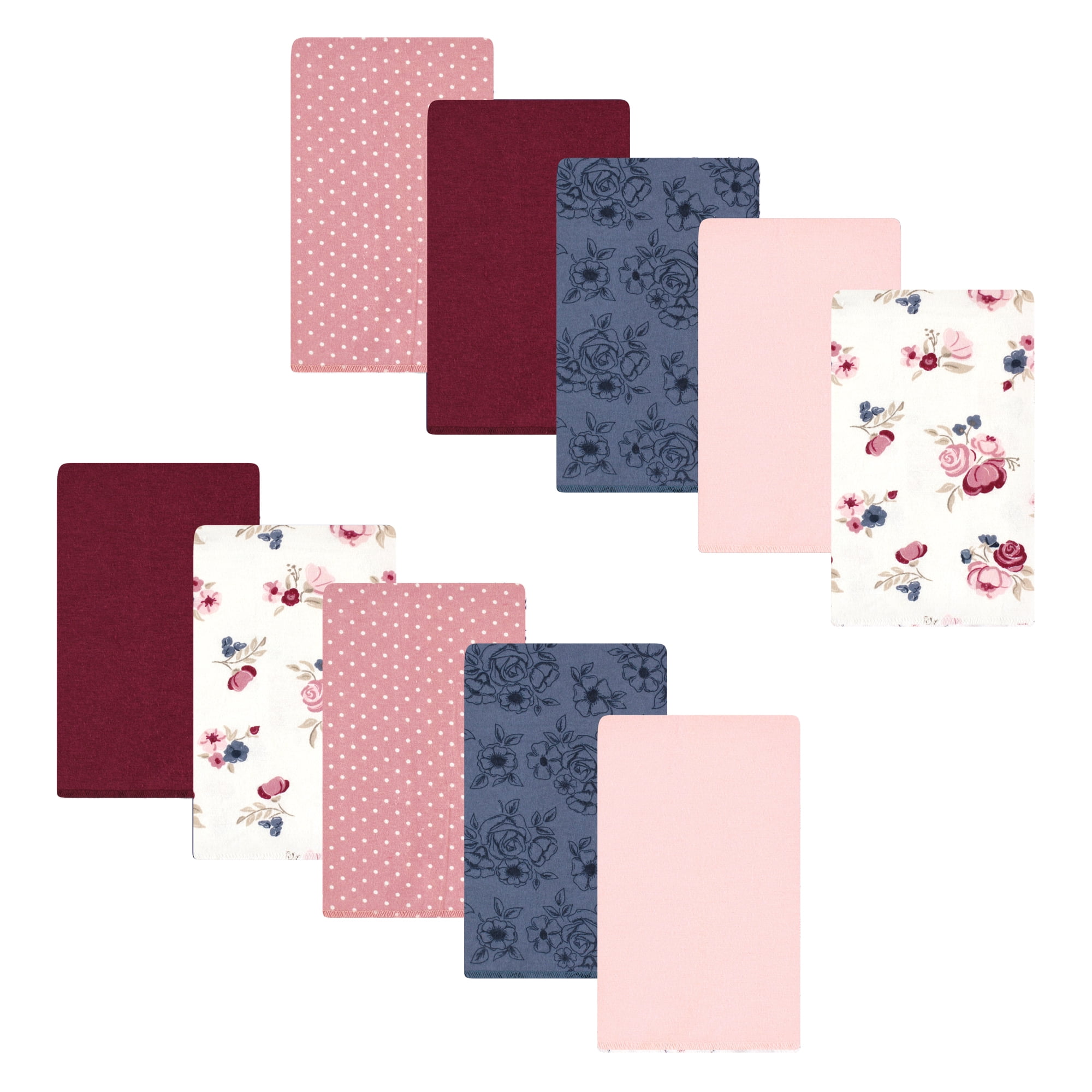 Luvable Friends Hudson Baby Flannel Burp Cloths 10pk, Blush Rose Floral