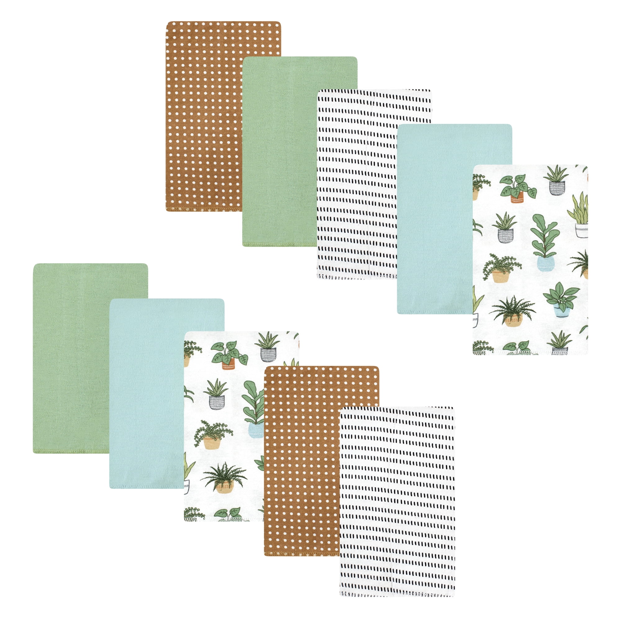 Luvable Friends Hudson Baby Cotton Poly Flannel Burp Cloths 10pk, Botanical Plants, One Size