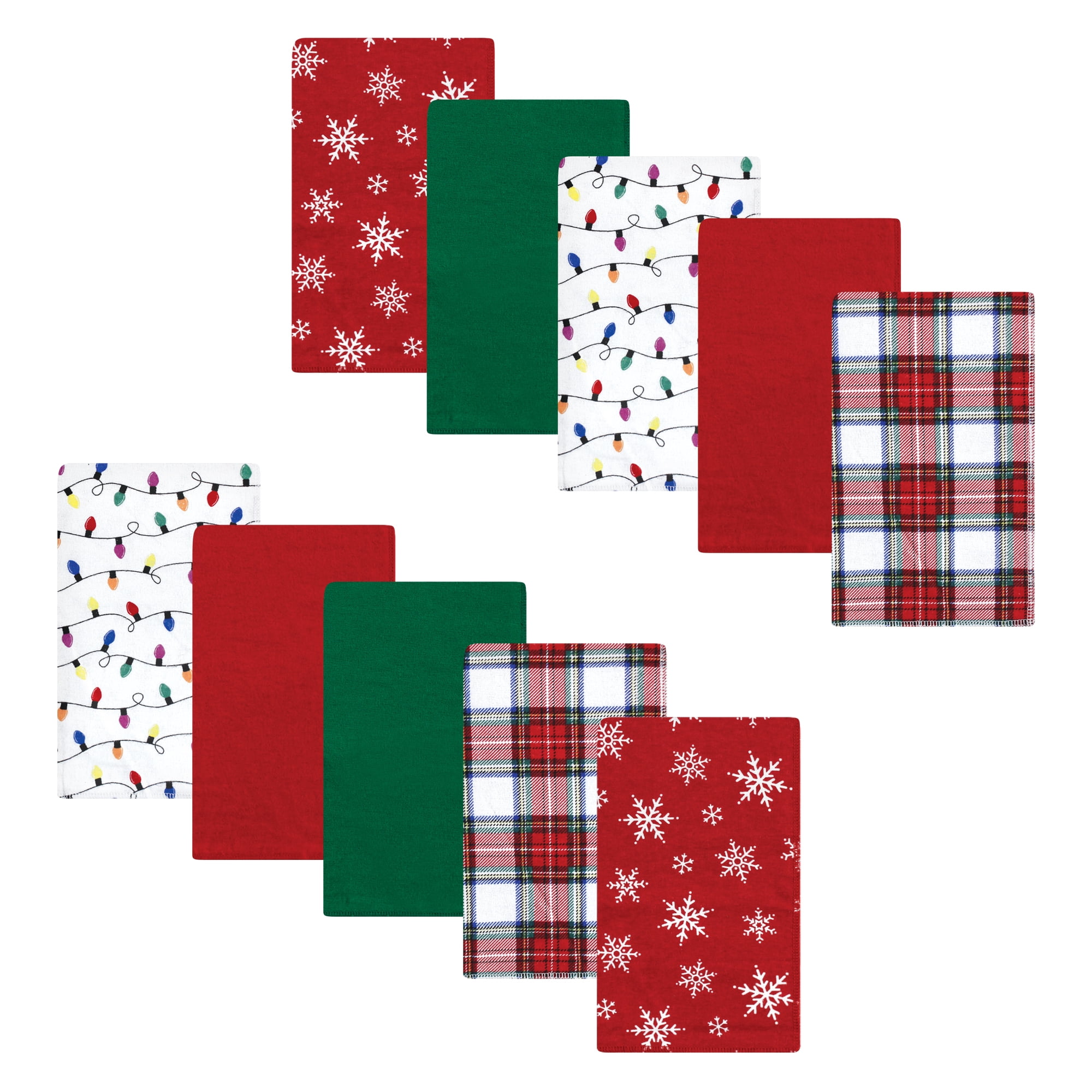 Luvable Friends Hudson Baby Flannel Burp Cloths 10pk, Classic White Tartan