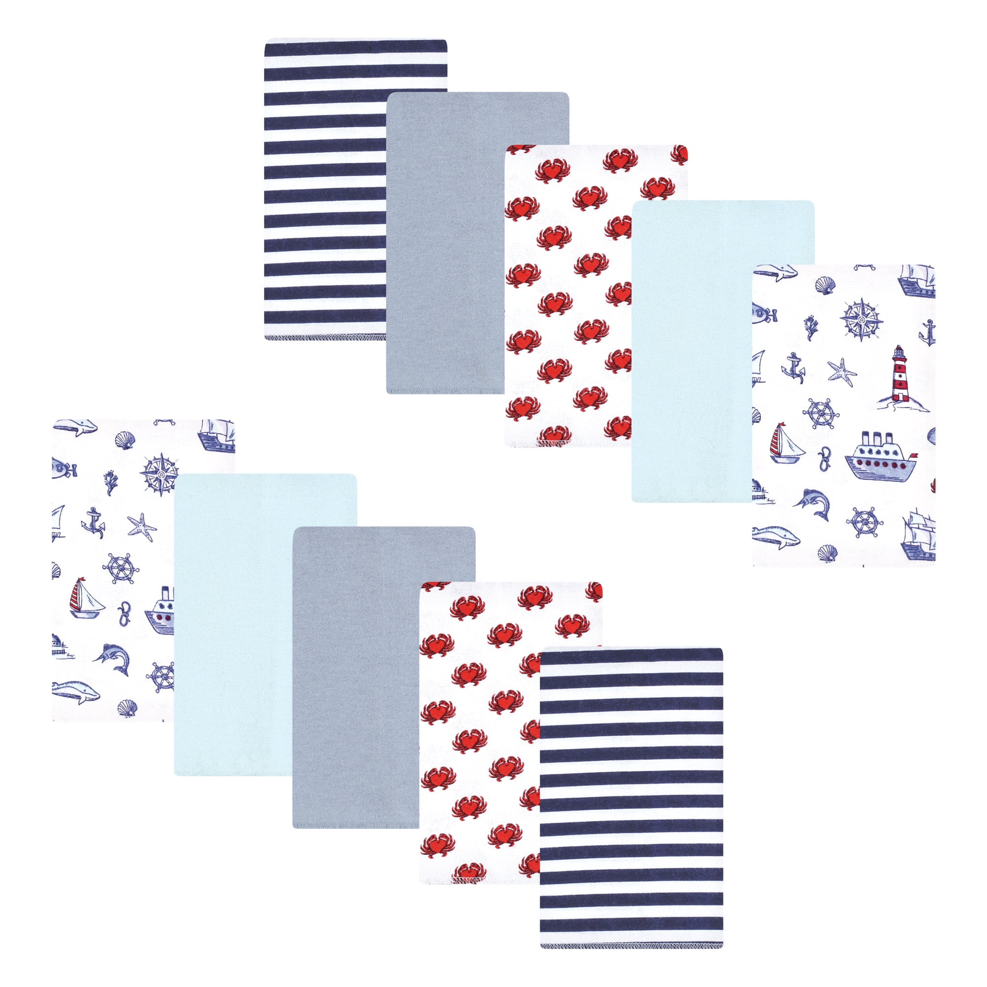 Luvable Friends Hudson Baby Flannel Burp Cloths 10pk, Coastal Lighthouse