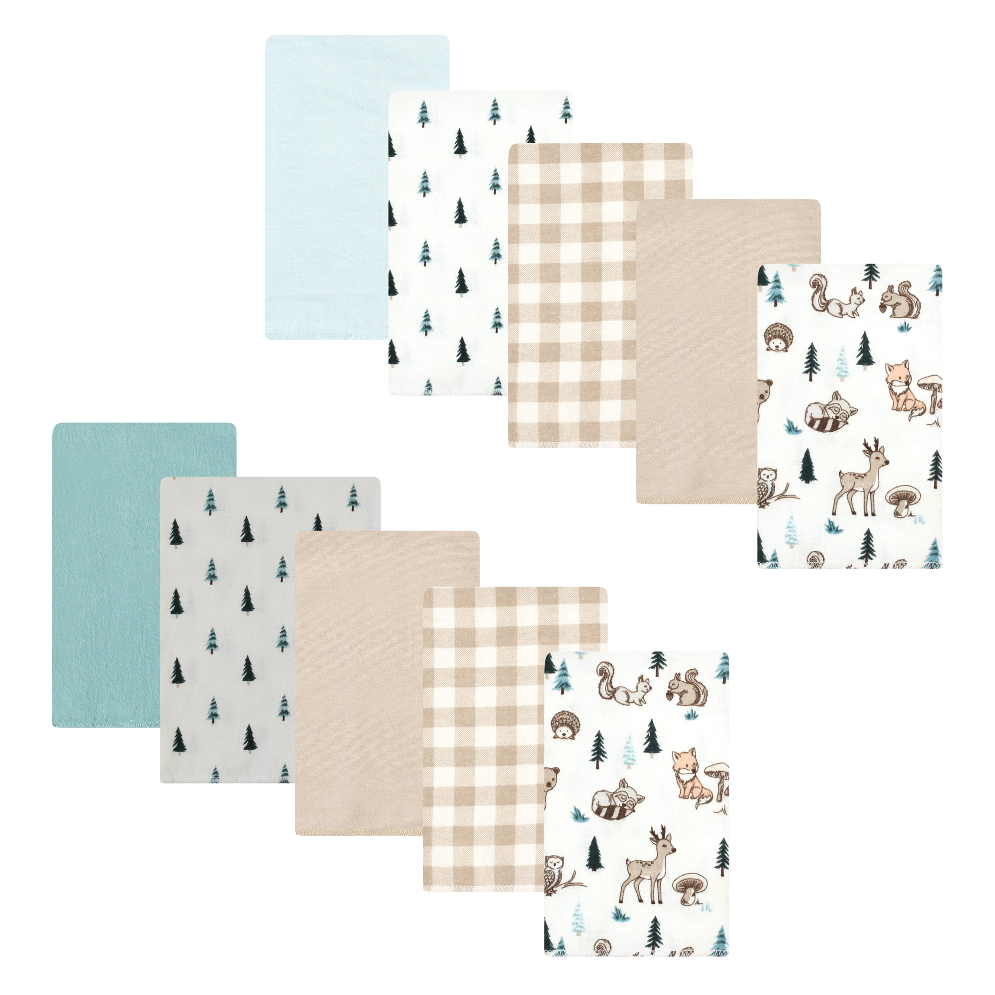 Luvable Friends Hudson Baby Flannel Burp Cloths 10pk, Forest Critters