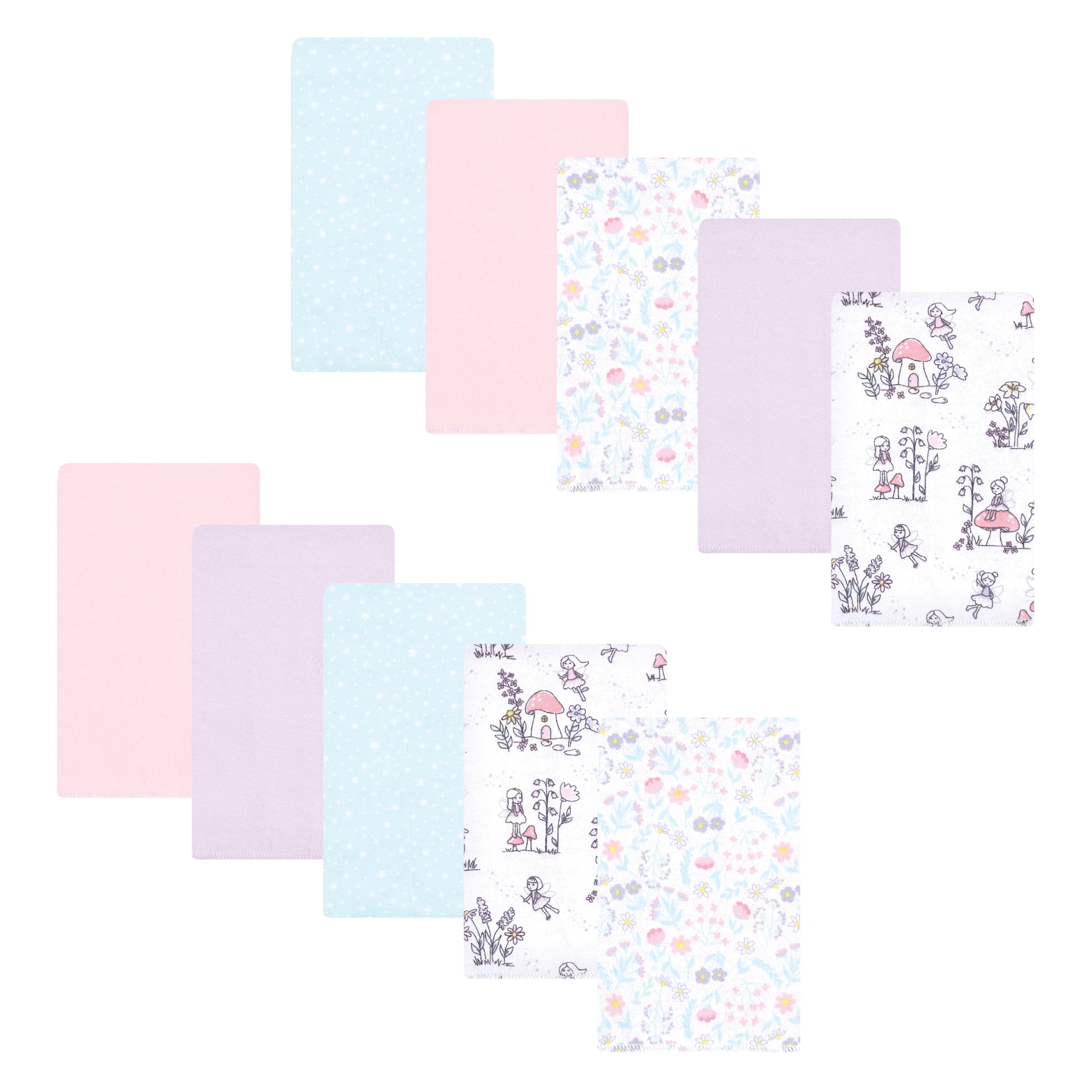 Luvable Friends Hudson Baby Flannel Burp Cloths 10pk, Garden Fairy Tale