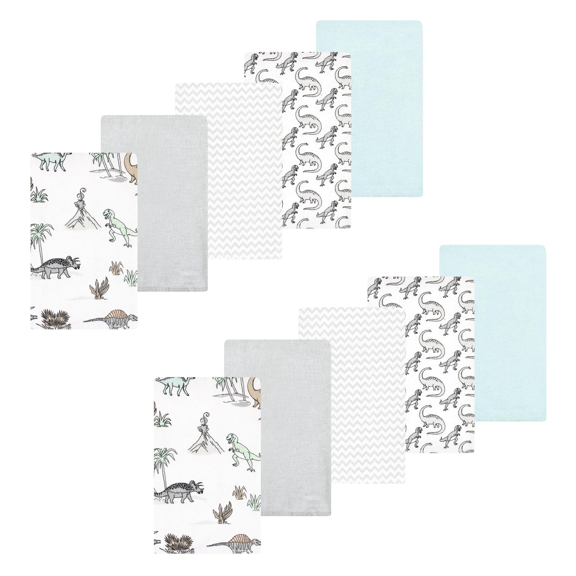 Luvable Friends Hudson Baby Flannel Burp Cloths 10pk, Gray Dinosaur Journey
