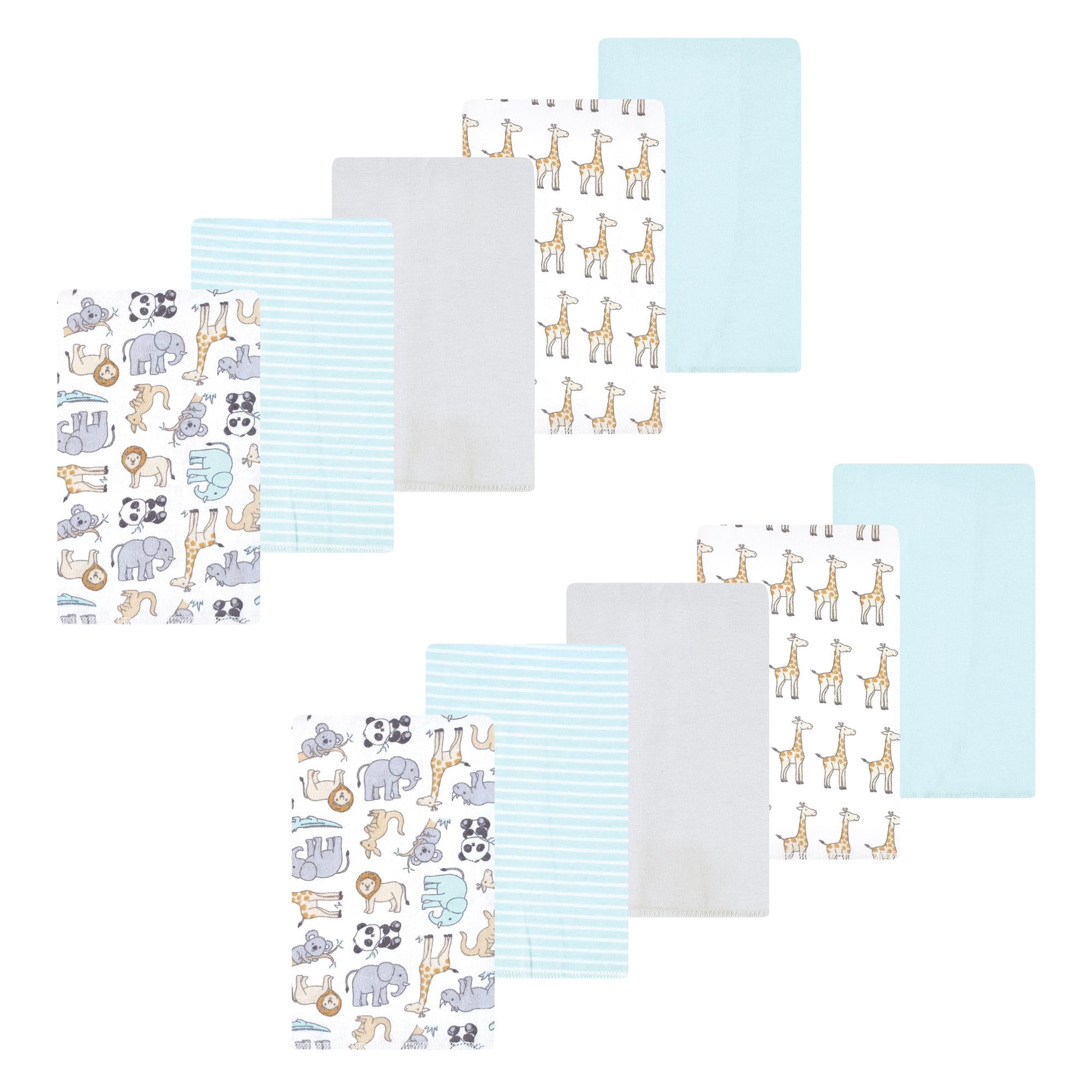 Luvable Friends Hudson Baby Cotton Poly Flannel Burp Cloths 10pk, Kangaroo Pastel, One Size