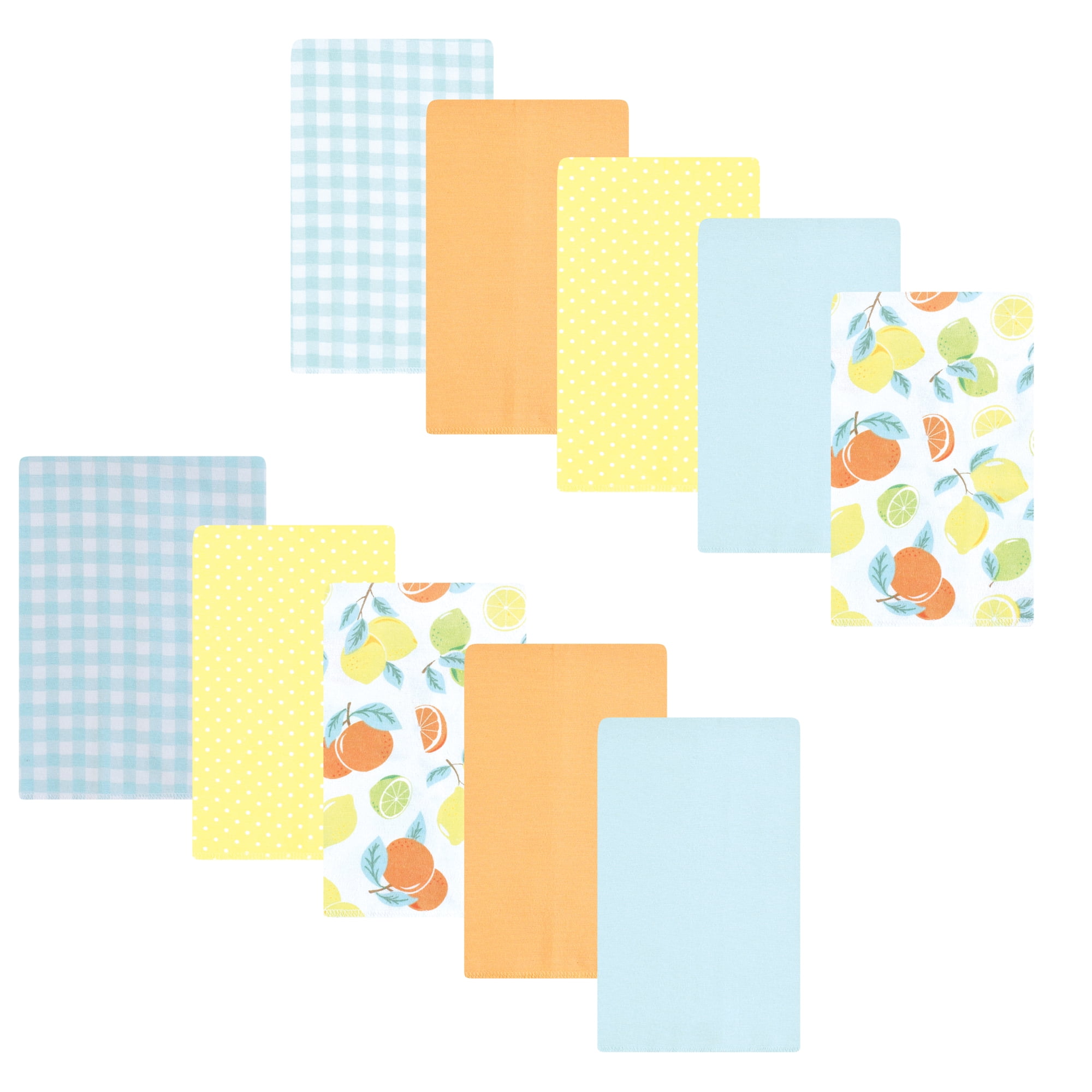 Luvable Friends Hudson Baby Flannel Burp Cloths 10pk, Pastel Citrus