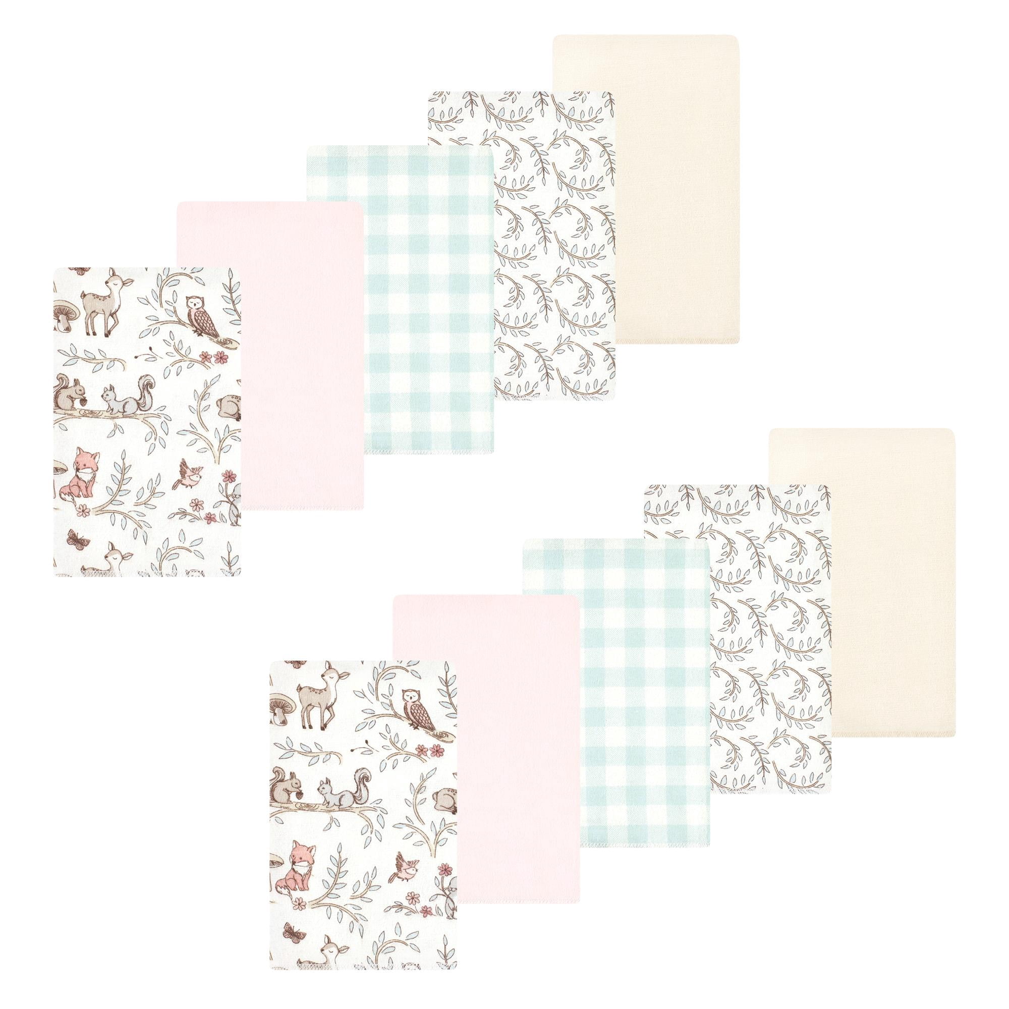 Luvable Friends Hudson Baby Flannel Burp Cloths 10pk, Pink Forest Friends