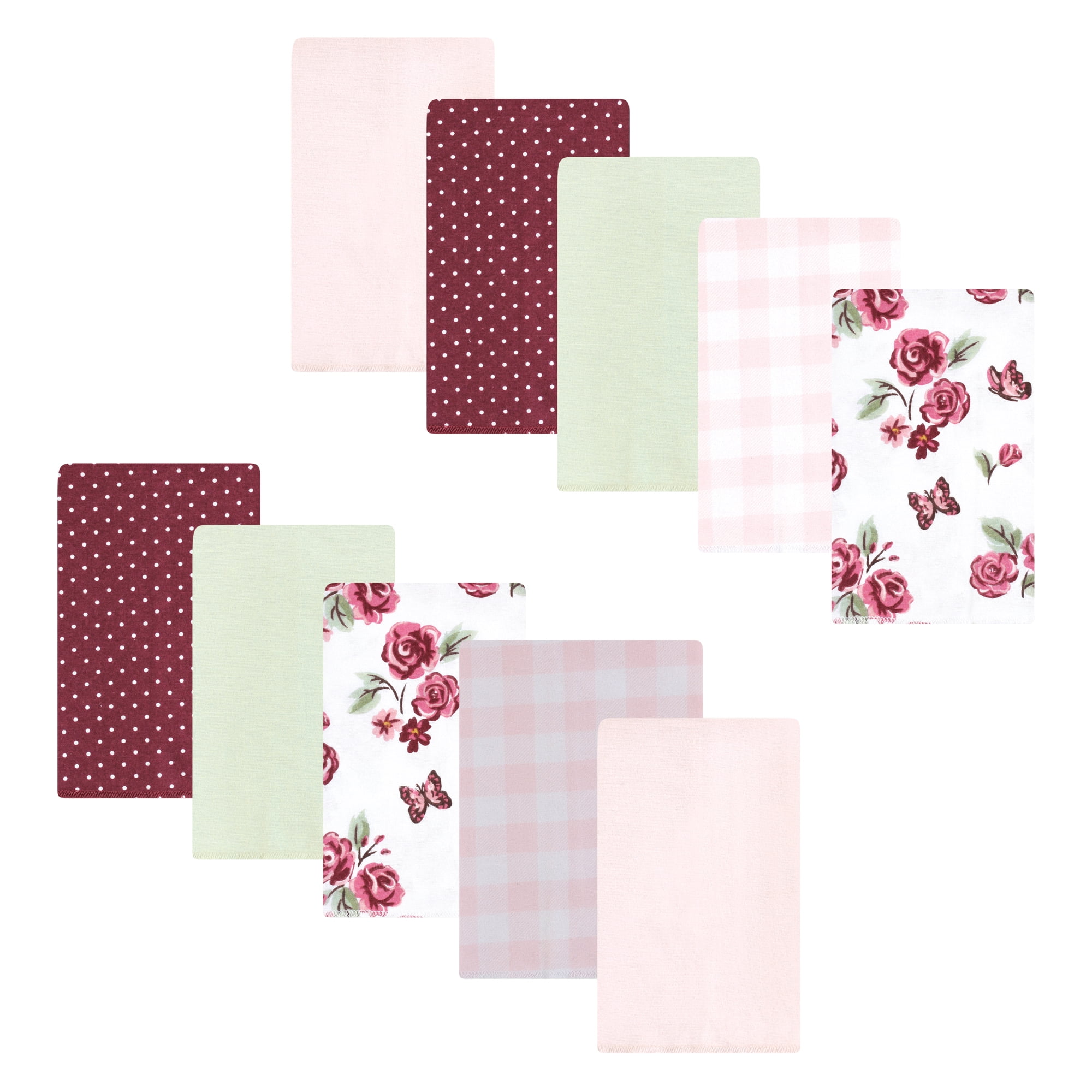 Luvable Friends Hudson Baby Flannel Burp Cloths 10pk, Rose Garden