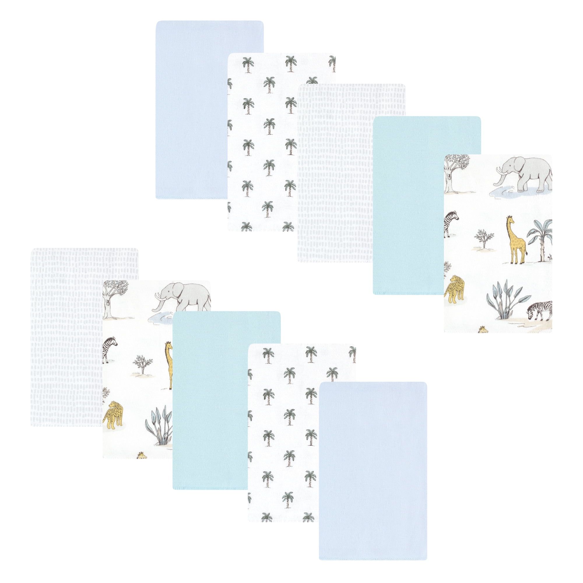 Luvable Friends Hudson Baby Flannel Burp Cloths 10pk, Safari Friends