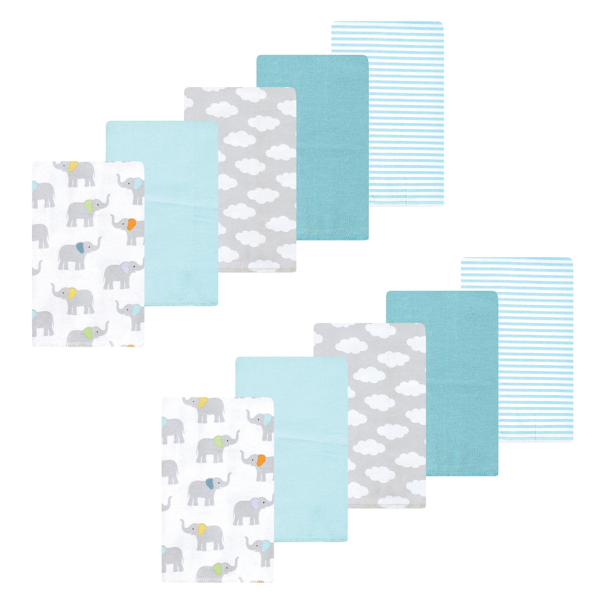Luvable Friends Hudson Baby Flannel Burp Cloths 10pk, Soft Elephant