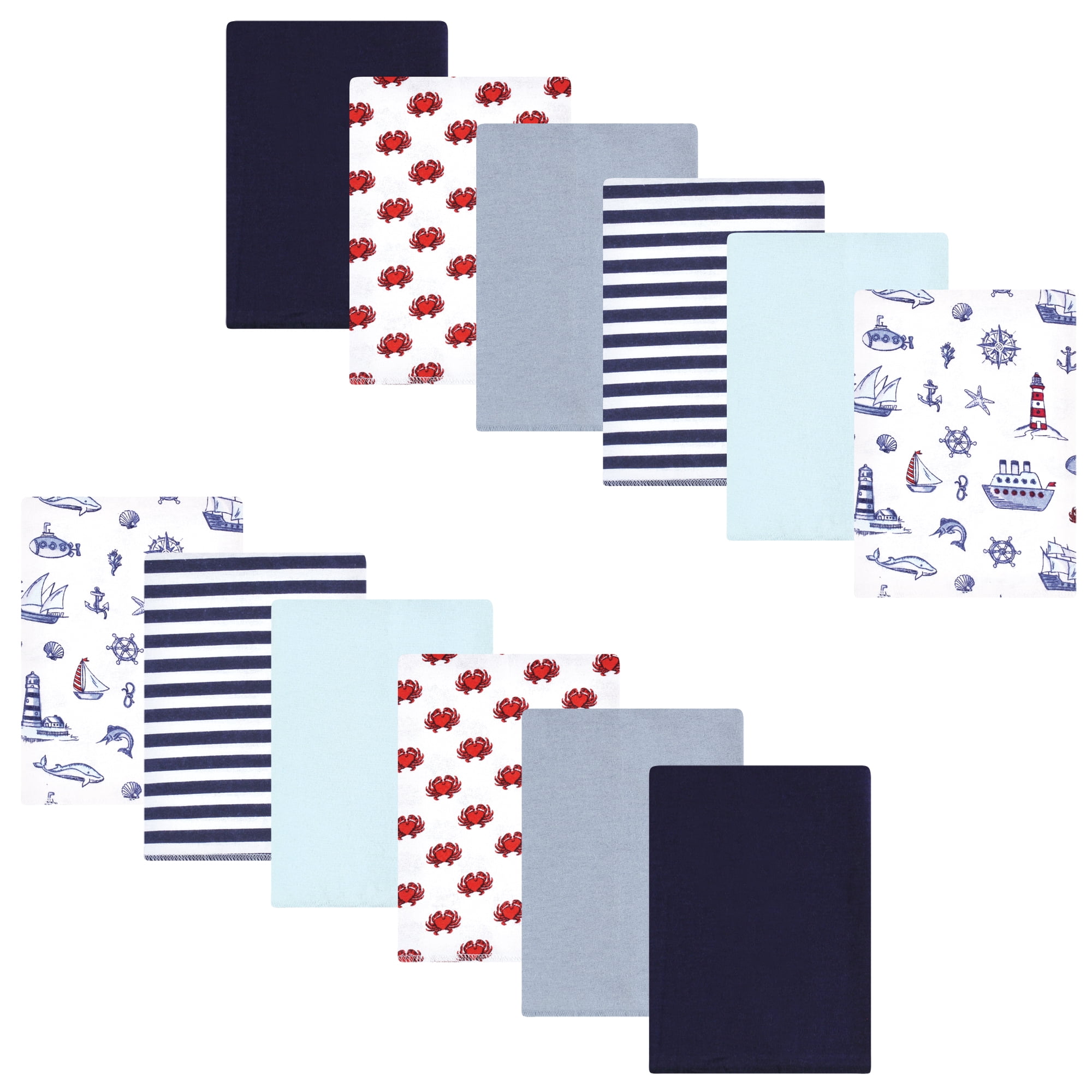 Luvable Friends Hudson Baby Flannel Burp Cloths 12pk, Coastal Lighthouse
