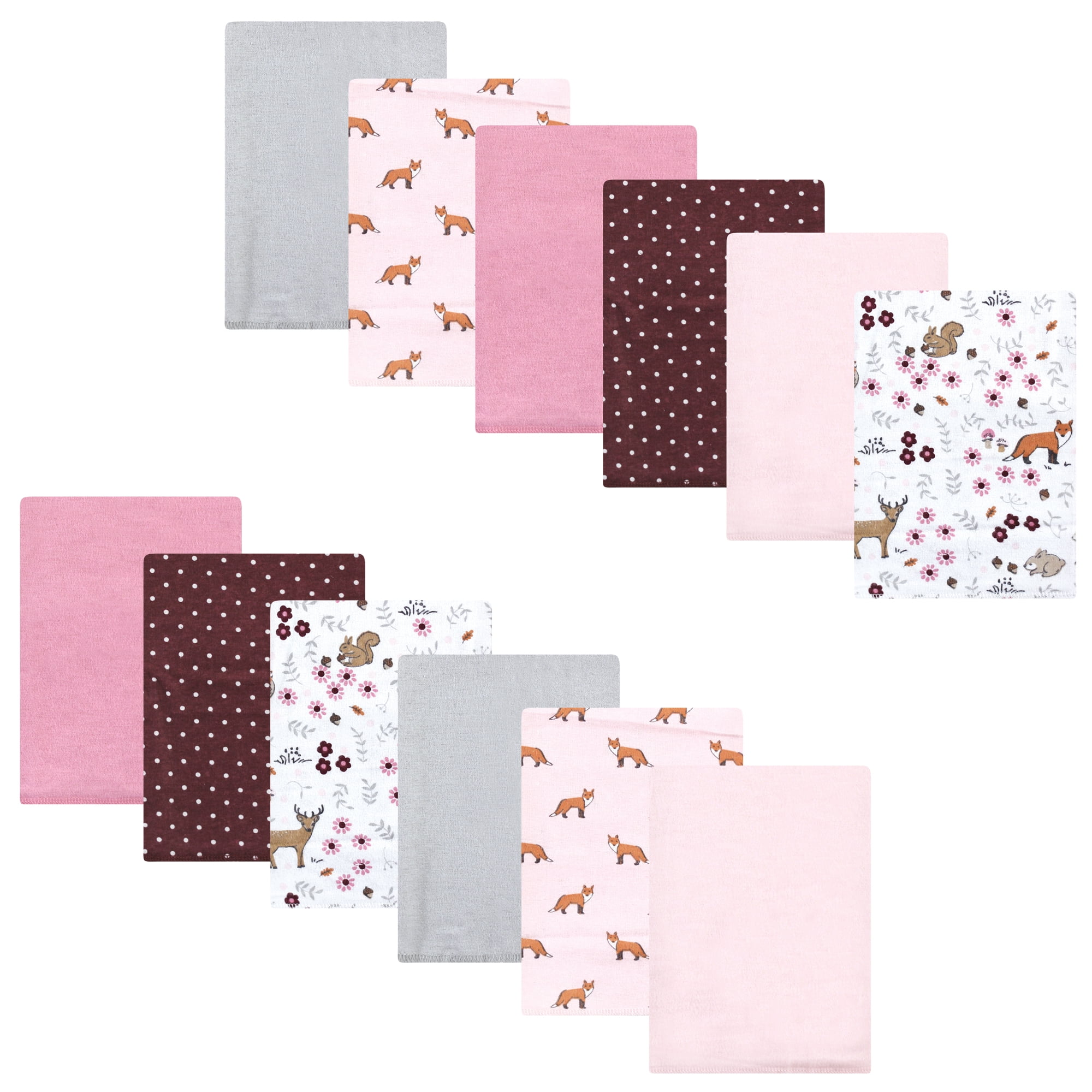 Luvable Friends Hudson Baby Flannel Burp Cloths 12pk, Forest Woodland