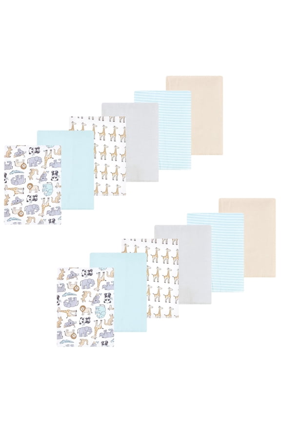 Hudson Baby Cotton Poly Flannel Burp Cloths 12pk, Kangaroo Pastel, One Size