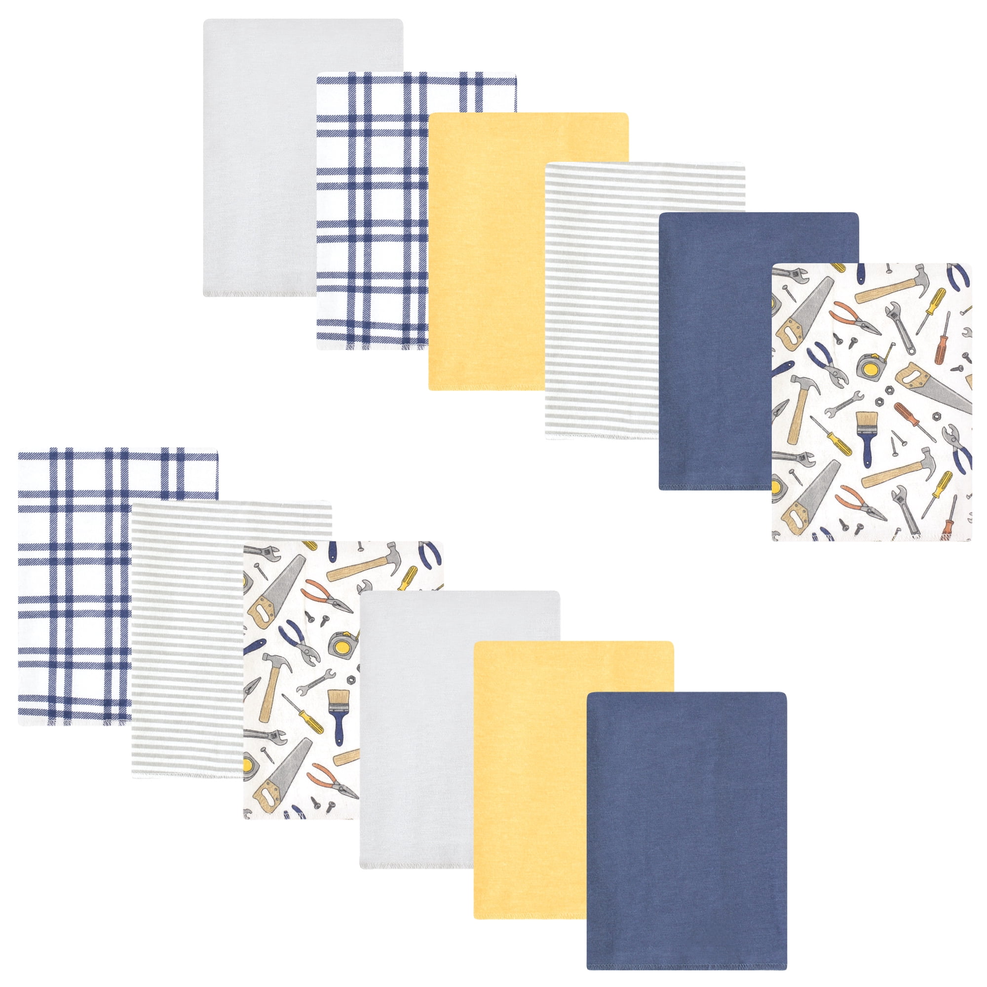 Luvable Friends Hudson Baby Flannel Burp Cloths 12pk, Little Builder