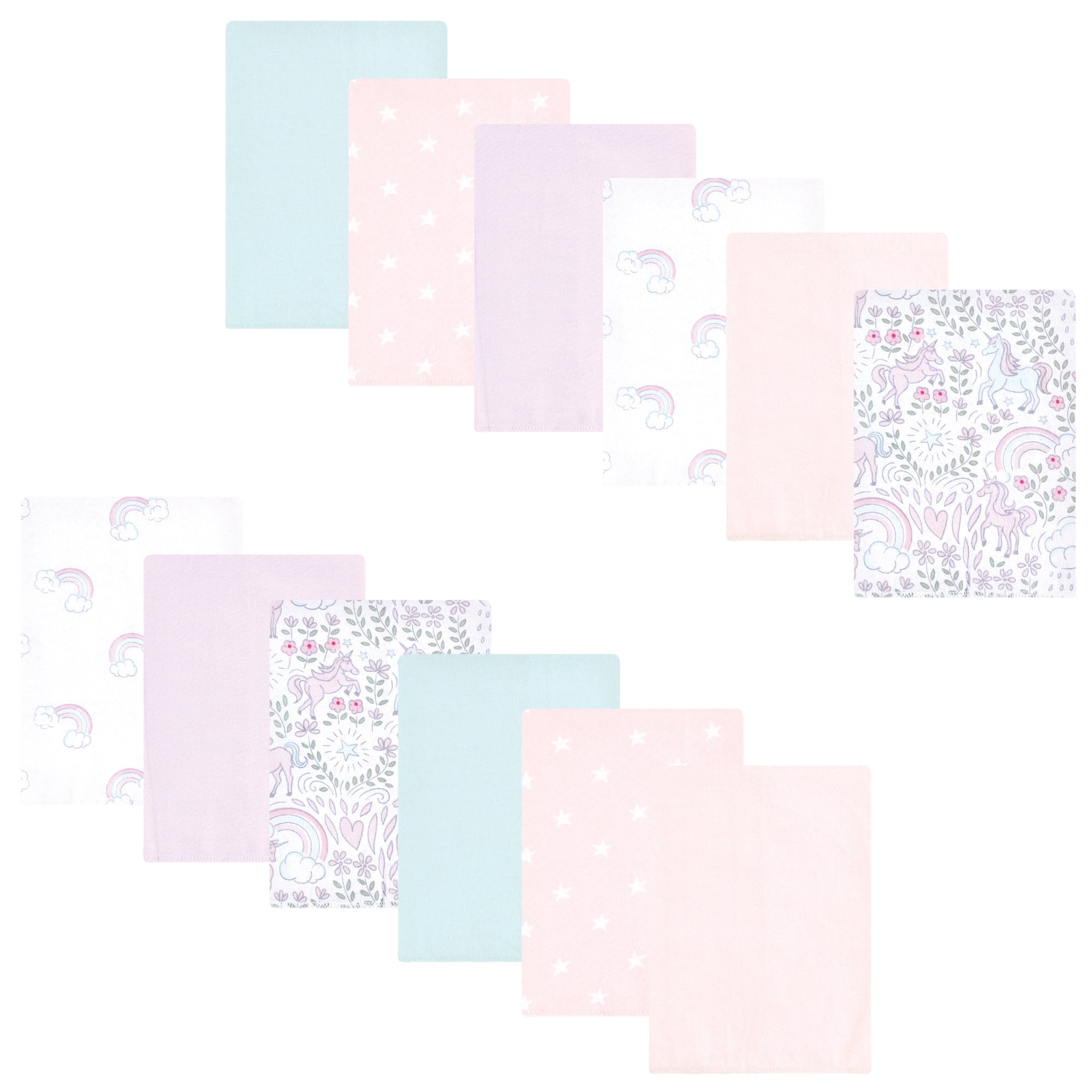 Luvable Friends Hudson Baby Flannel Burp Cloths 12pk, Magical Unicorn