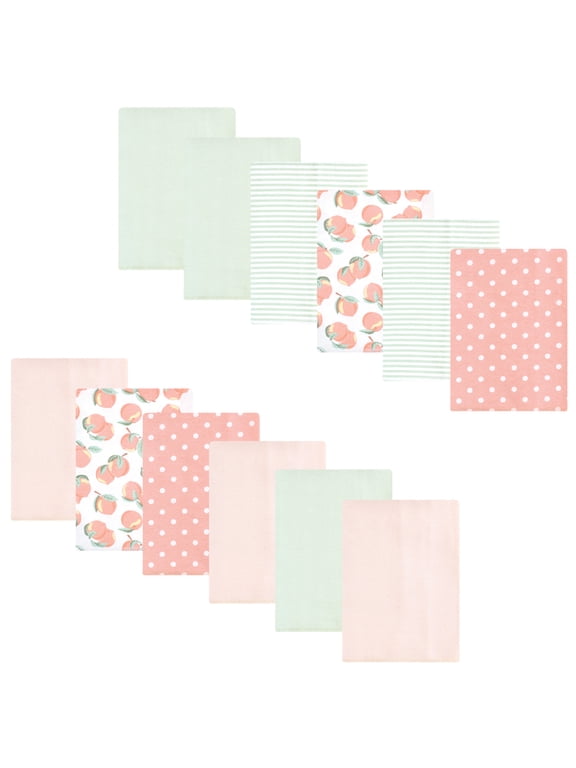 Hudson Baby Cotton Poly Flannel Burp Cloths 12pk, Peach, One Size