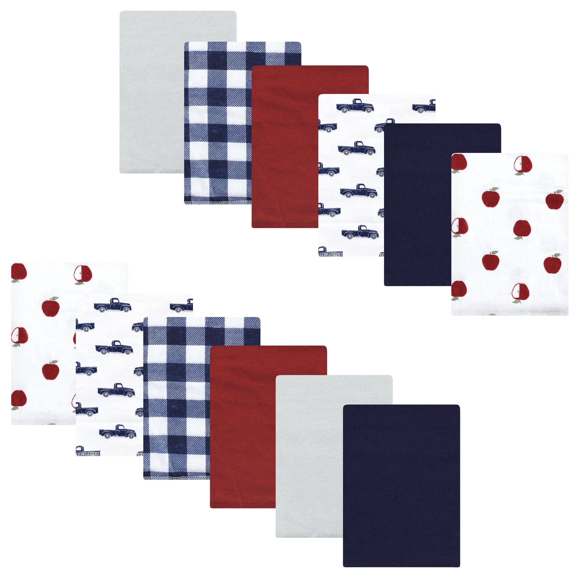 Luvable Friends Hudson Baby Flannel Burp Cloths 12pk, Red Apple Orchard