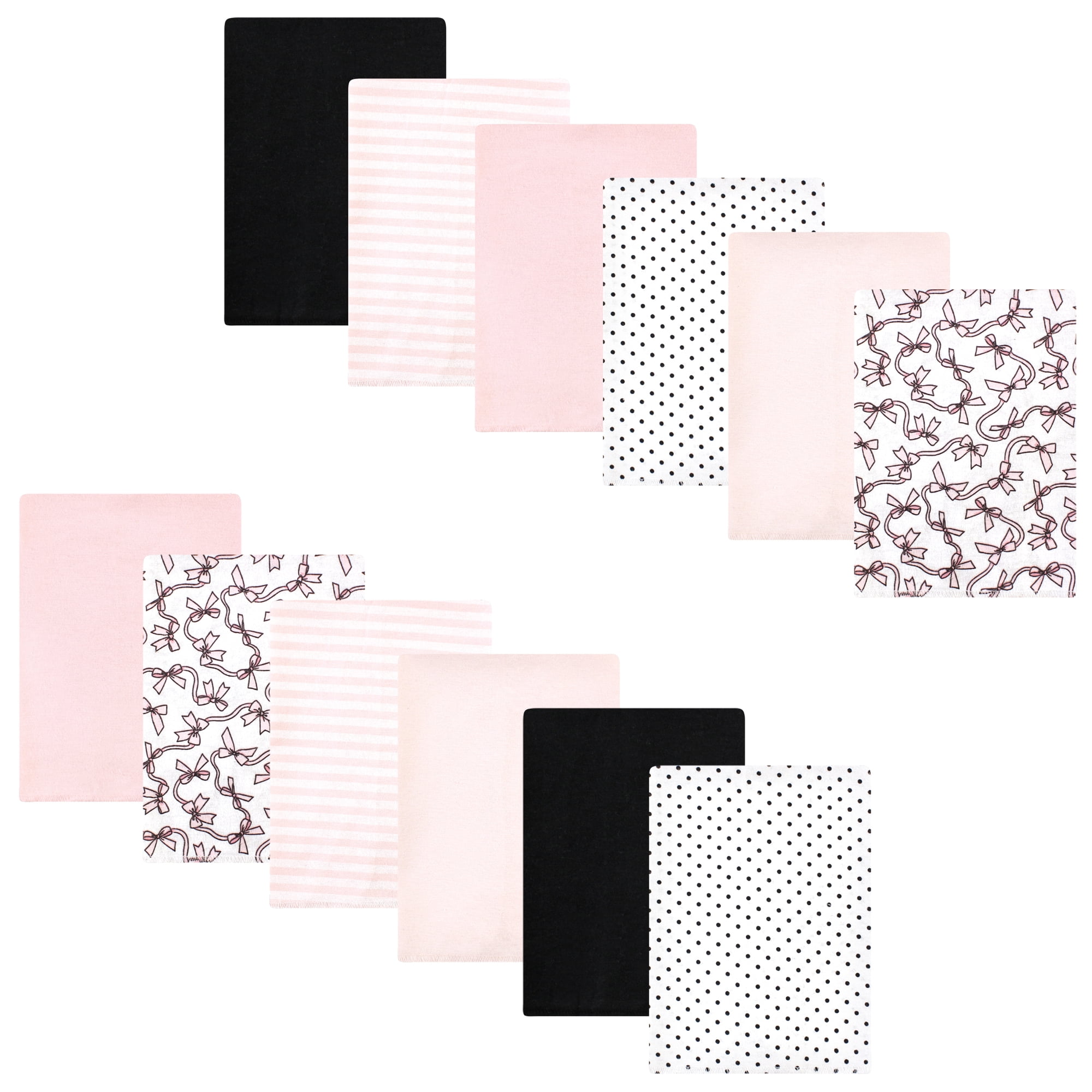 Luvable Friends Hudson Baby Flannel Burp Cloths 12pk, Rose Ribbons