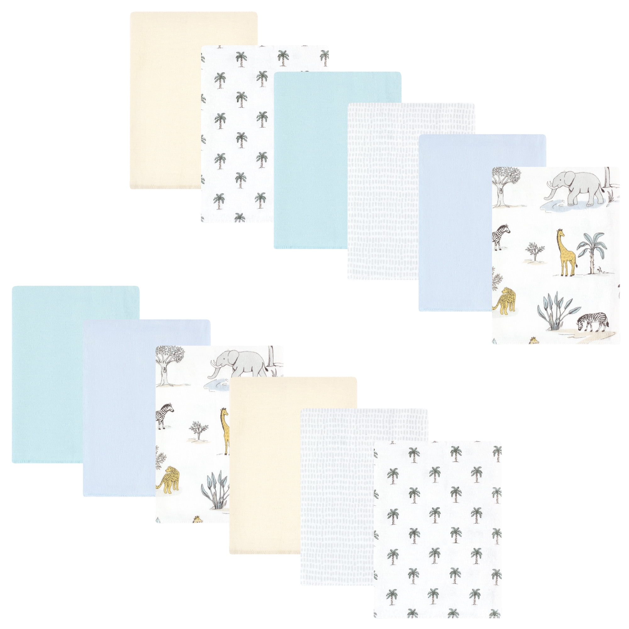 Luvable Friends Hudson Baby Flannel Burp Cloths 12pk, Safari Friends