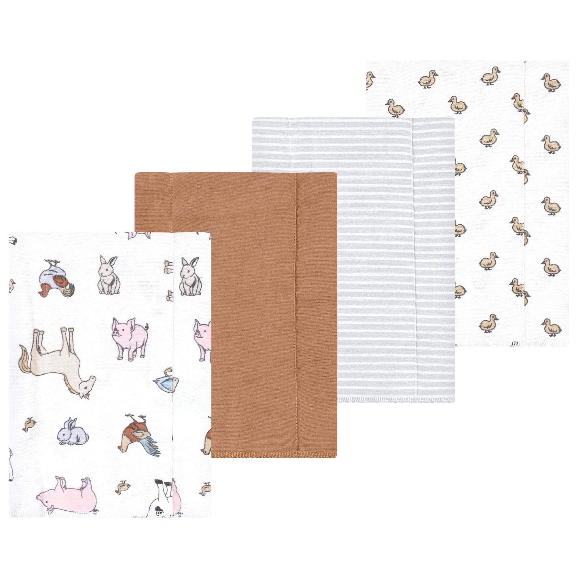 Luvable Friends Hudson Baby Flannel Burp Cloths 4pk, Farm Pals