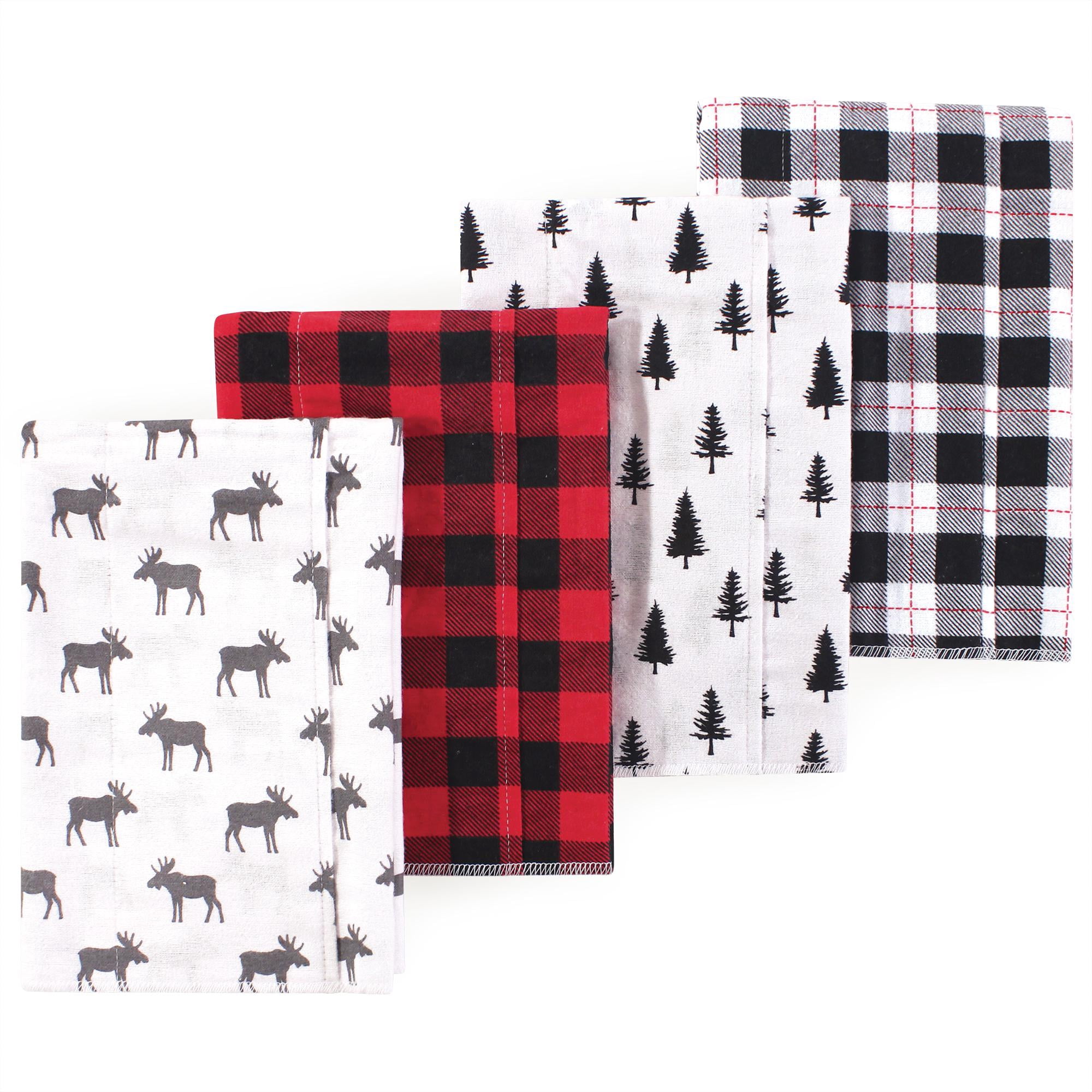 Luvable Friends Hudson Baby Flannel Burp Cloths 4pk, Forest Moose