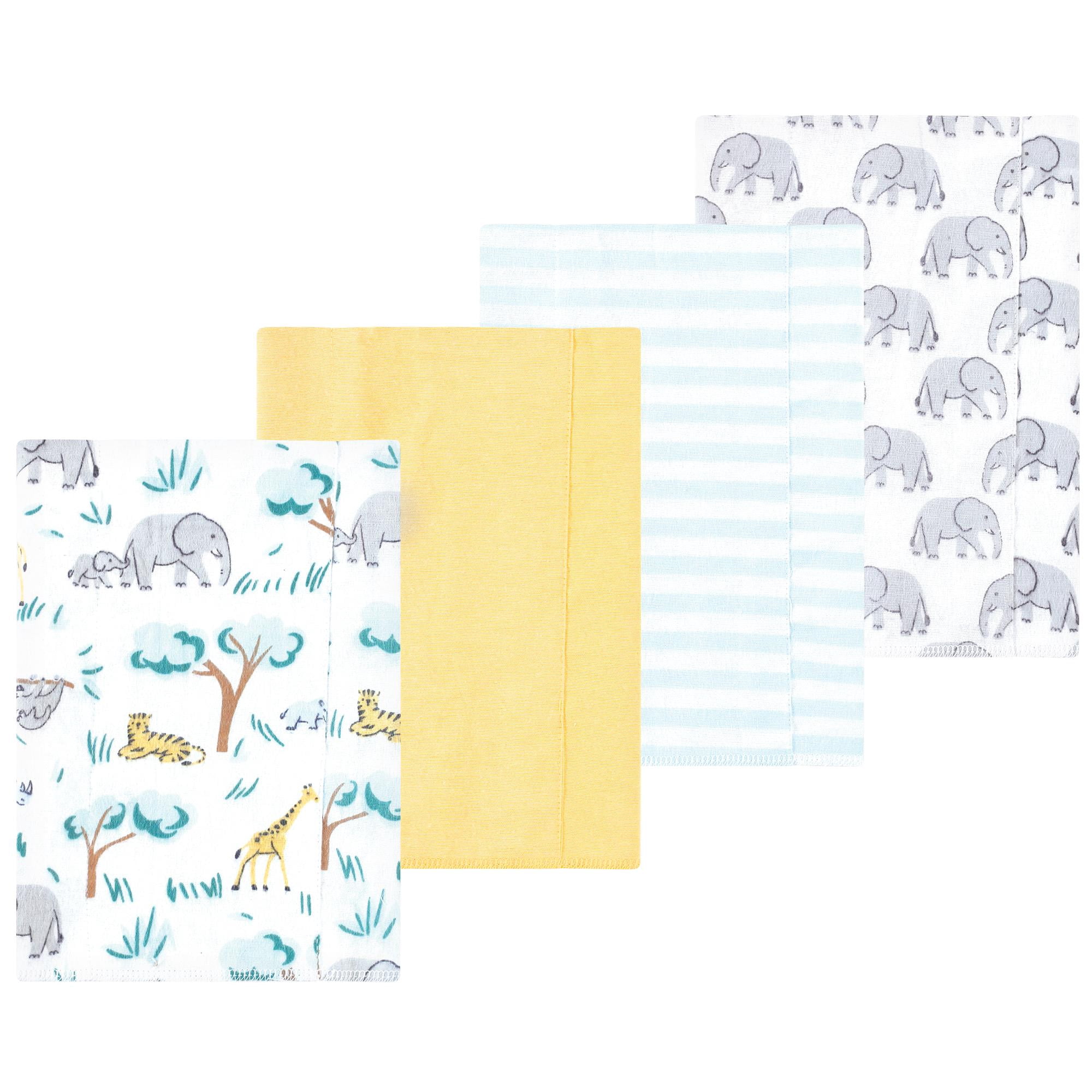 Luvable Friends Hudson Baby Flannel Burp Cloths 4pk, Jungle Safari