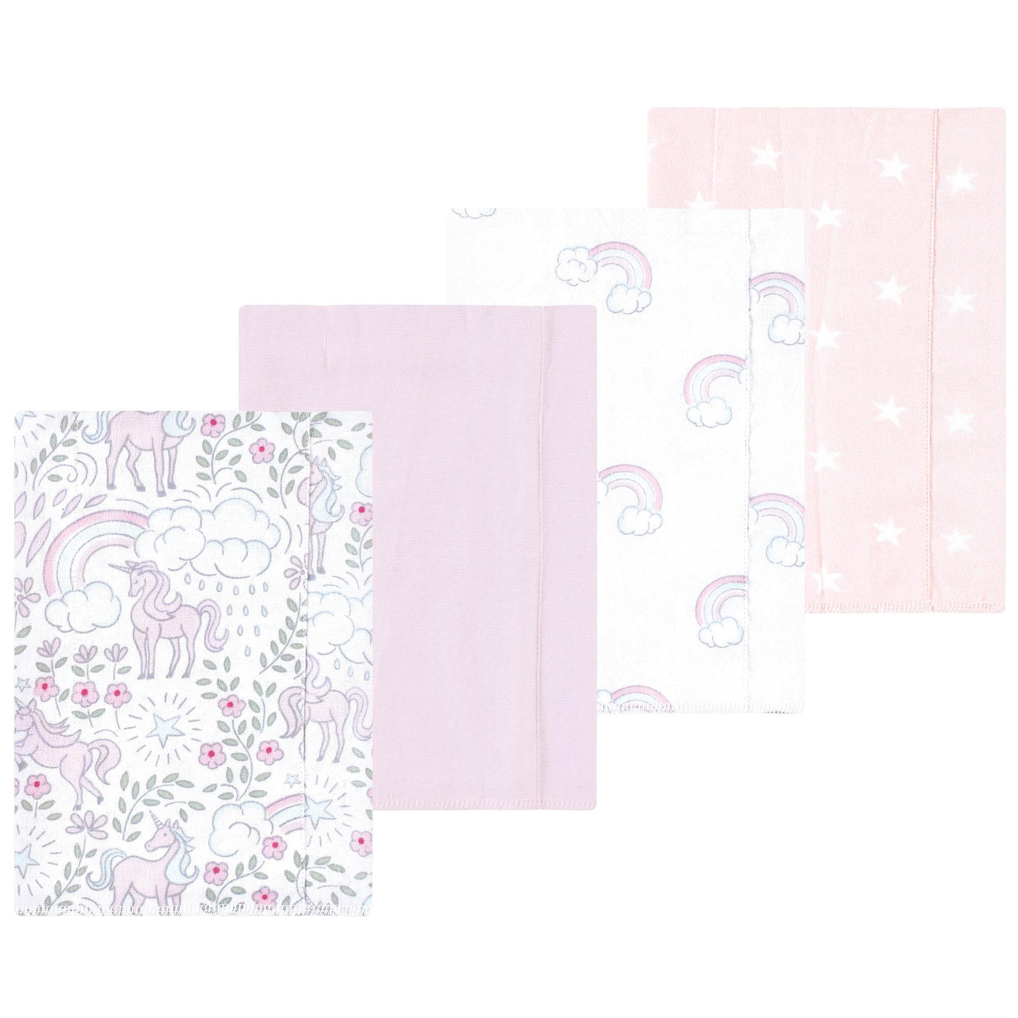 Luvable Friends Hudson Baby Flannel Burp Cloths 4pk, Magical Unicorn