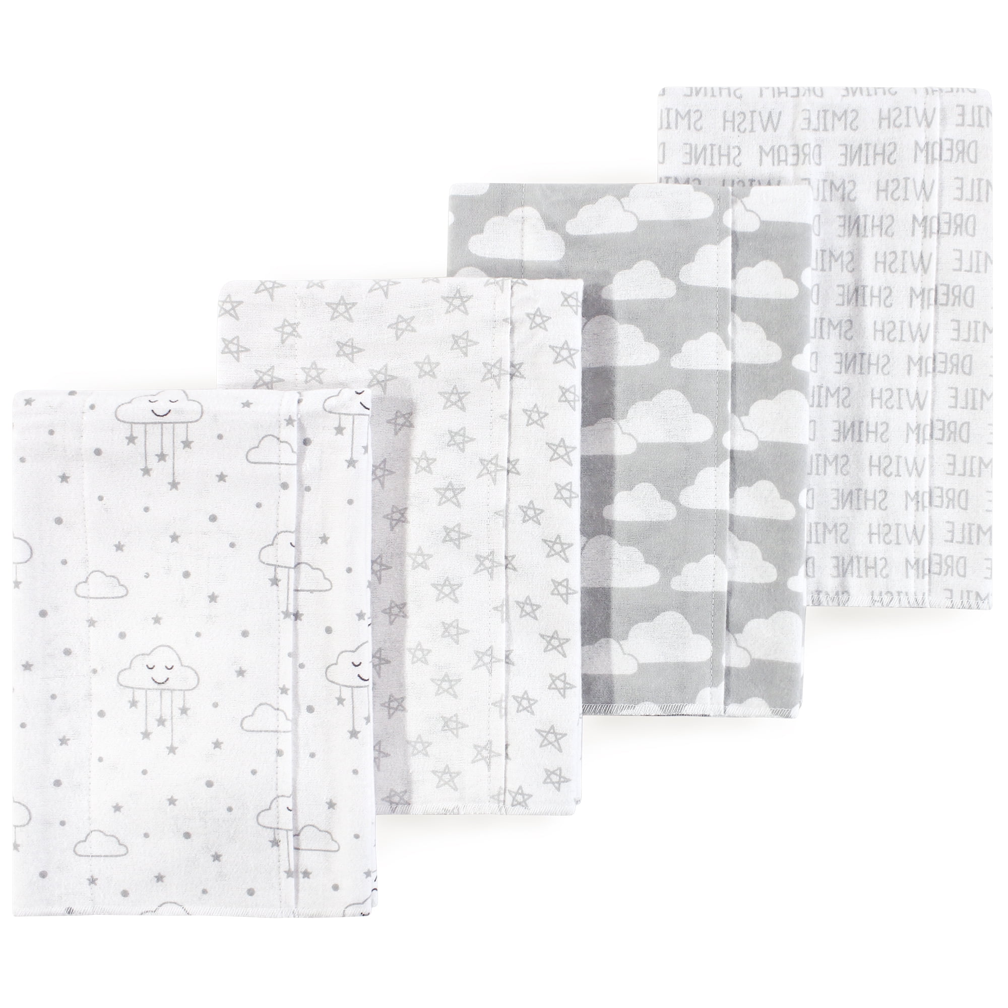 Luvable Friends Hudson Baby Flannel Burp Cloths 4pk, Misty Gray Cloud