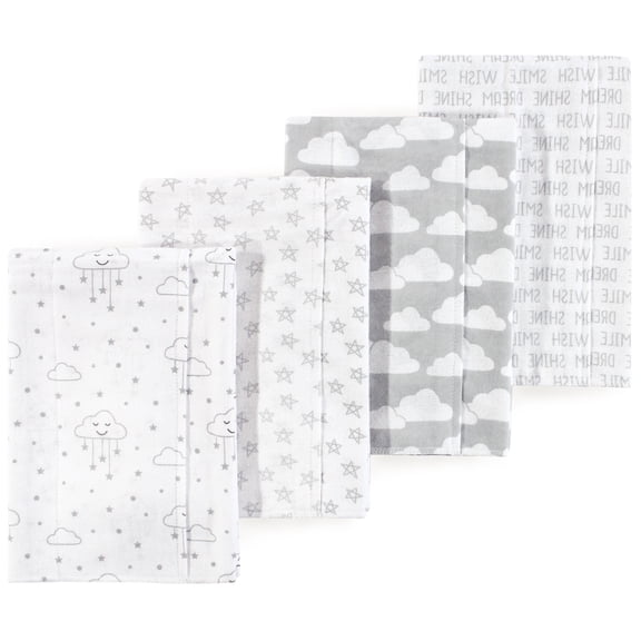 Luvable Friends Hudson Baby Flannel Burp Cloths 4pk, Misty Gray Cloud